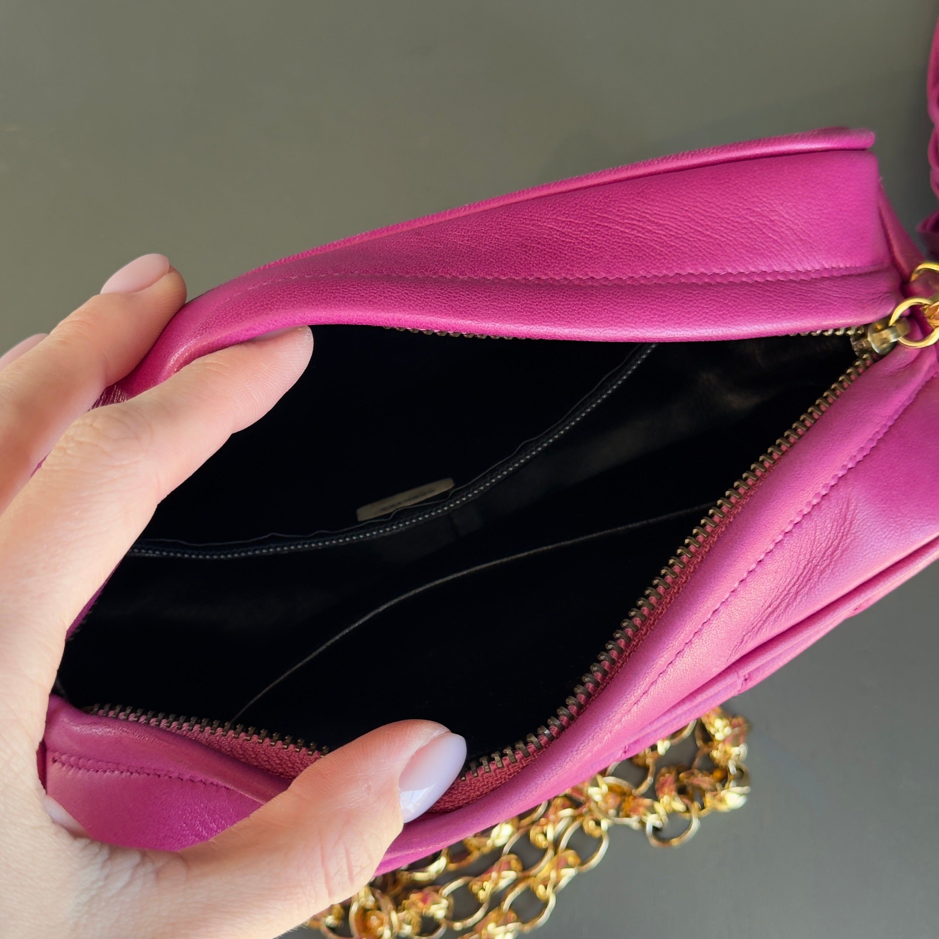 Chanel Mademoiselle Fringe Chain Shoulder Bag Lambskin Fuchsia CC Bijoux Chain - Queen May