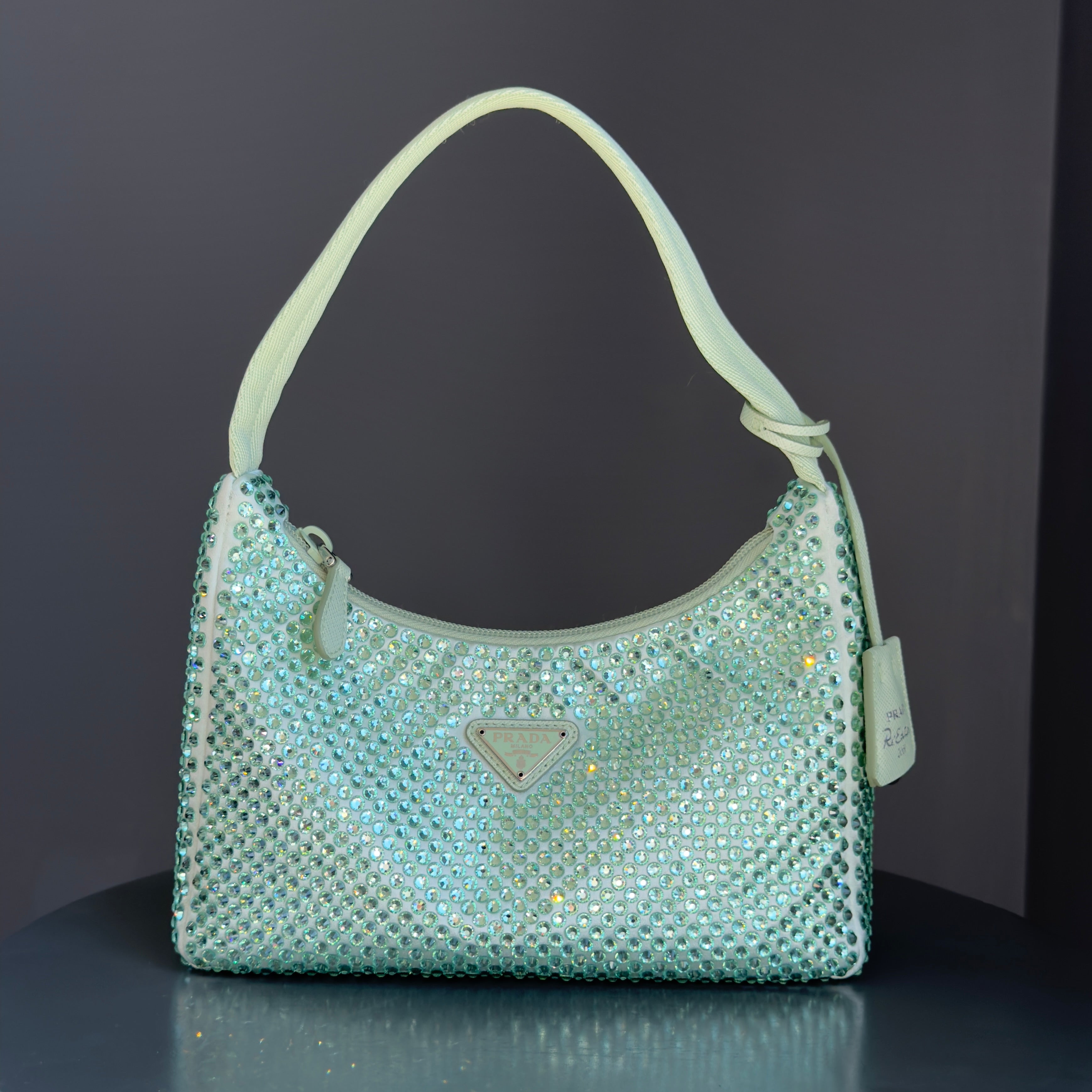 Prada Crystal Re-Edition 2000 Bag Mint Green - Queen May