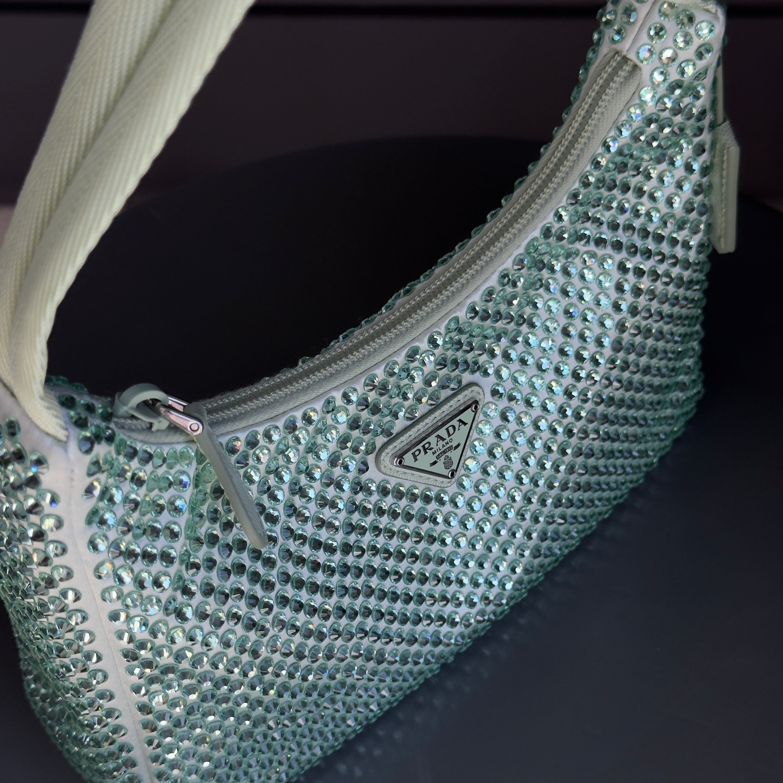 Prada Crystal Re-Edition 2000 Bag Mint Green - Queen May