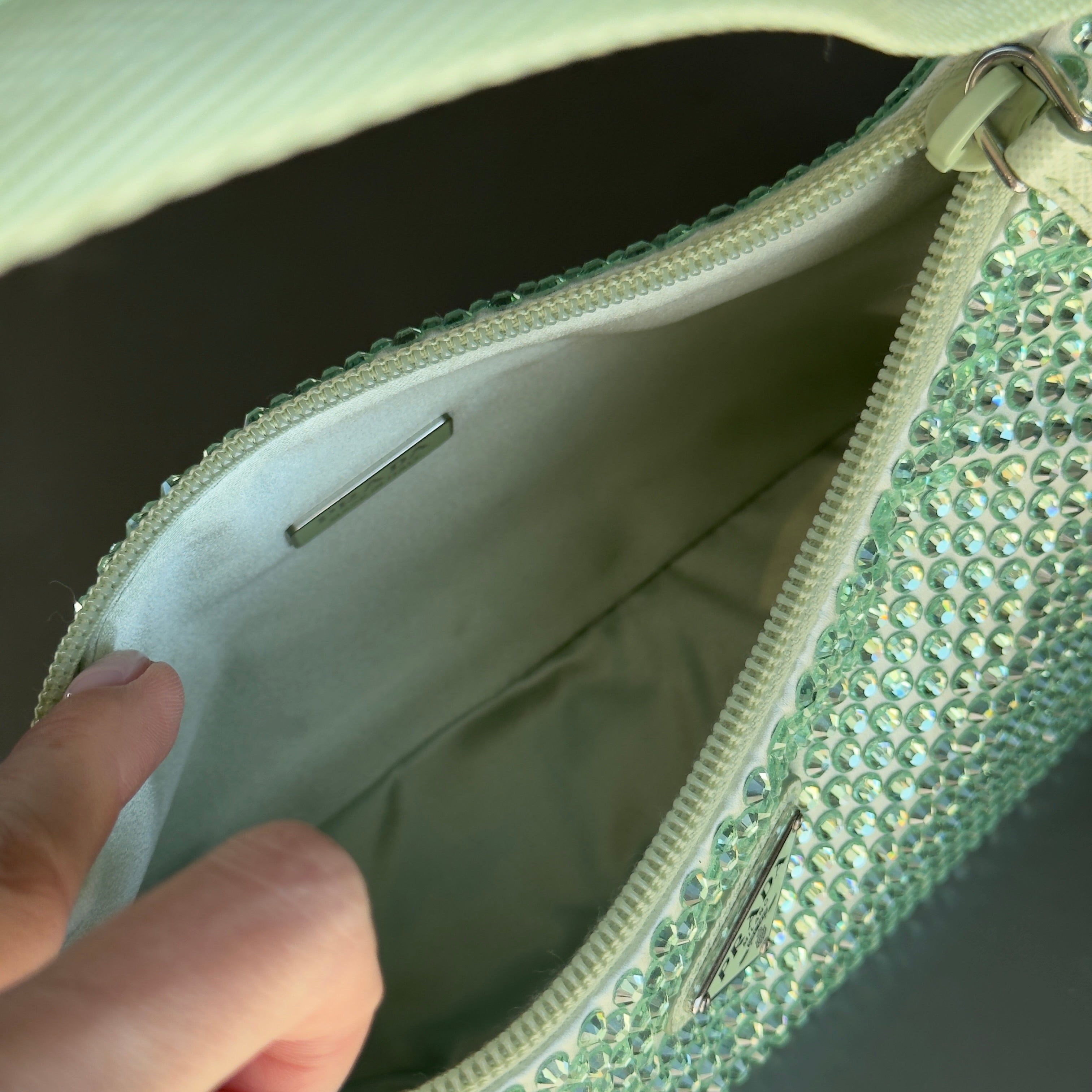 Prada Crystal Re-Edition 2000 Bag Mint Green - Queen May