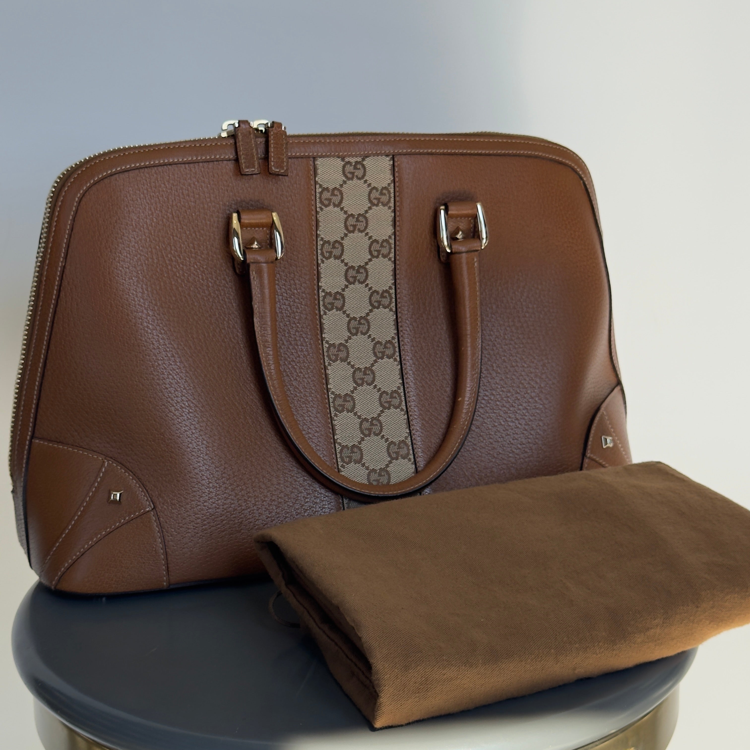 Gucci GG Canvas Nailhead Dome Handle Bag - Queen May