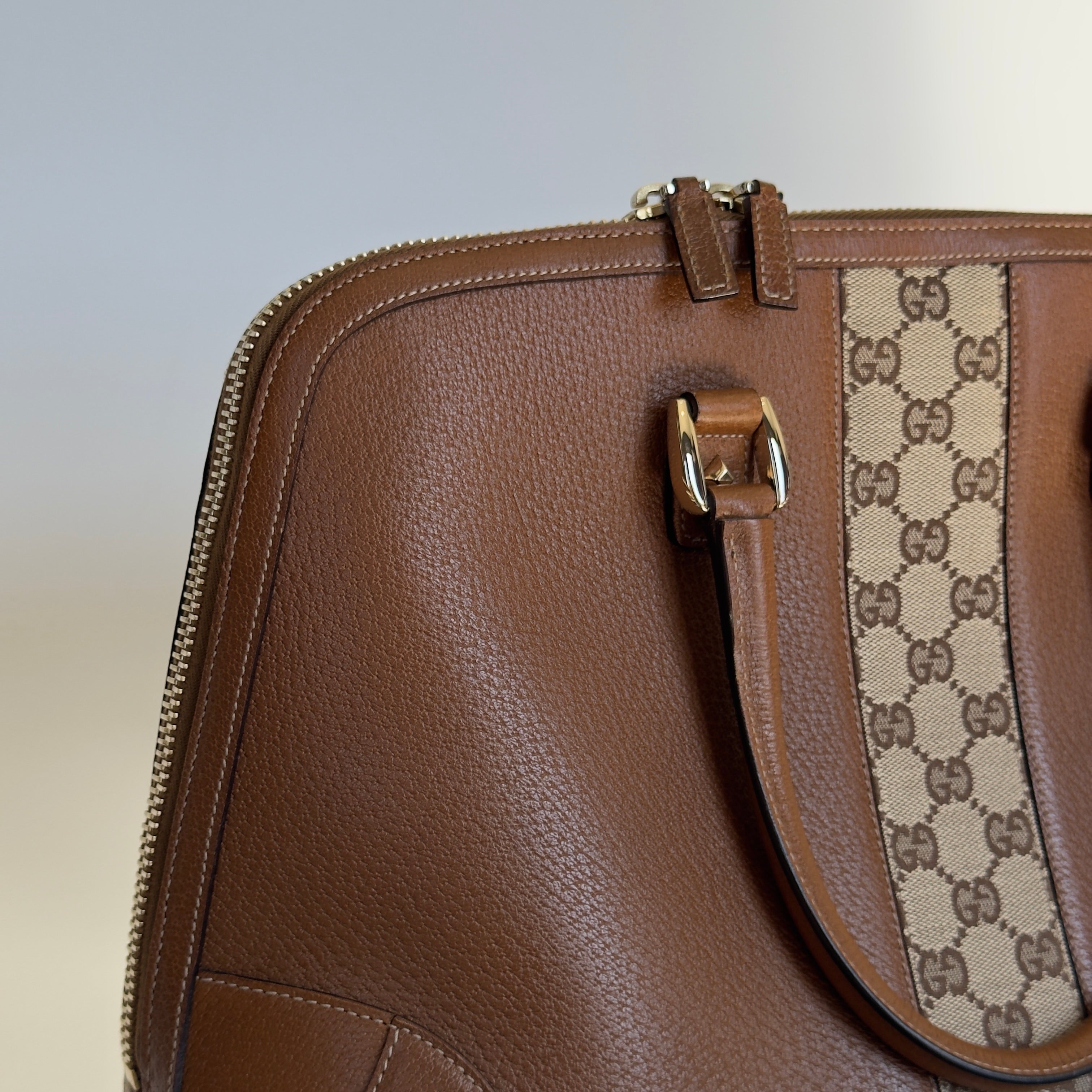Gucci GG Canvas Nailhead Dome Handle Bag - Queen May