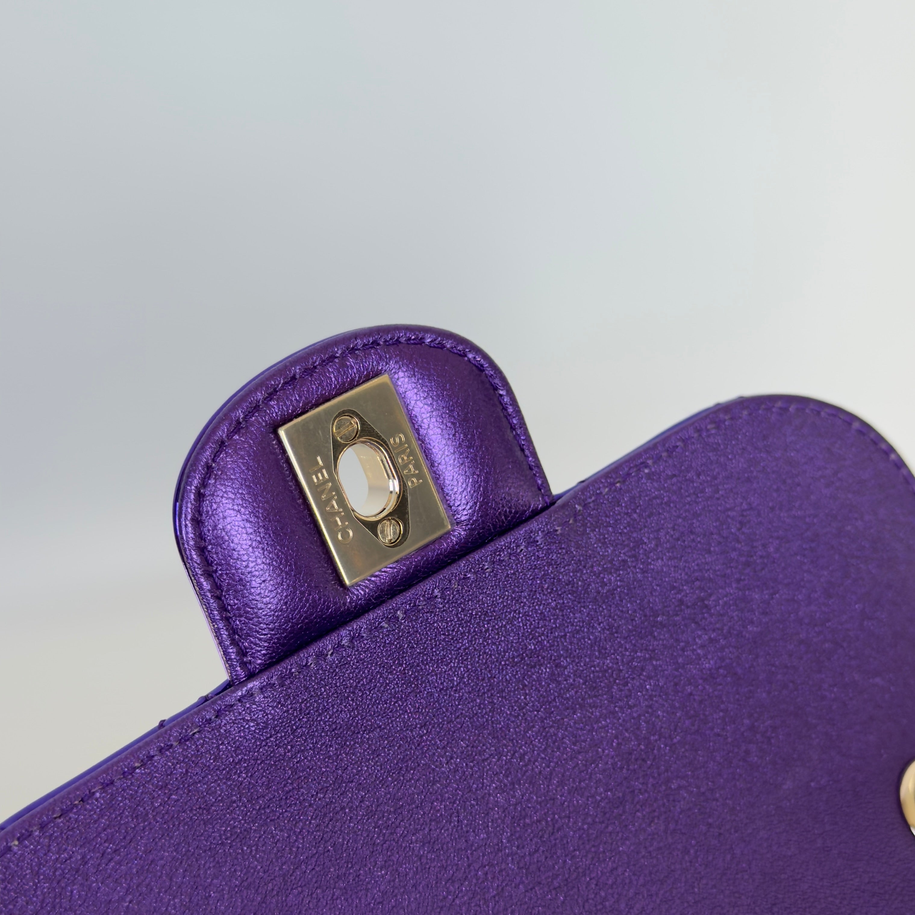 Chanel Metallic Lambskin Hollywood Boulevard Flap Bag With Star Clip On Coin Purse Purple - Queen May