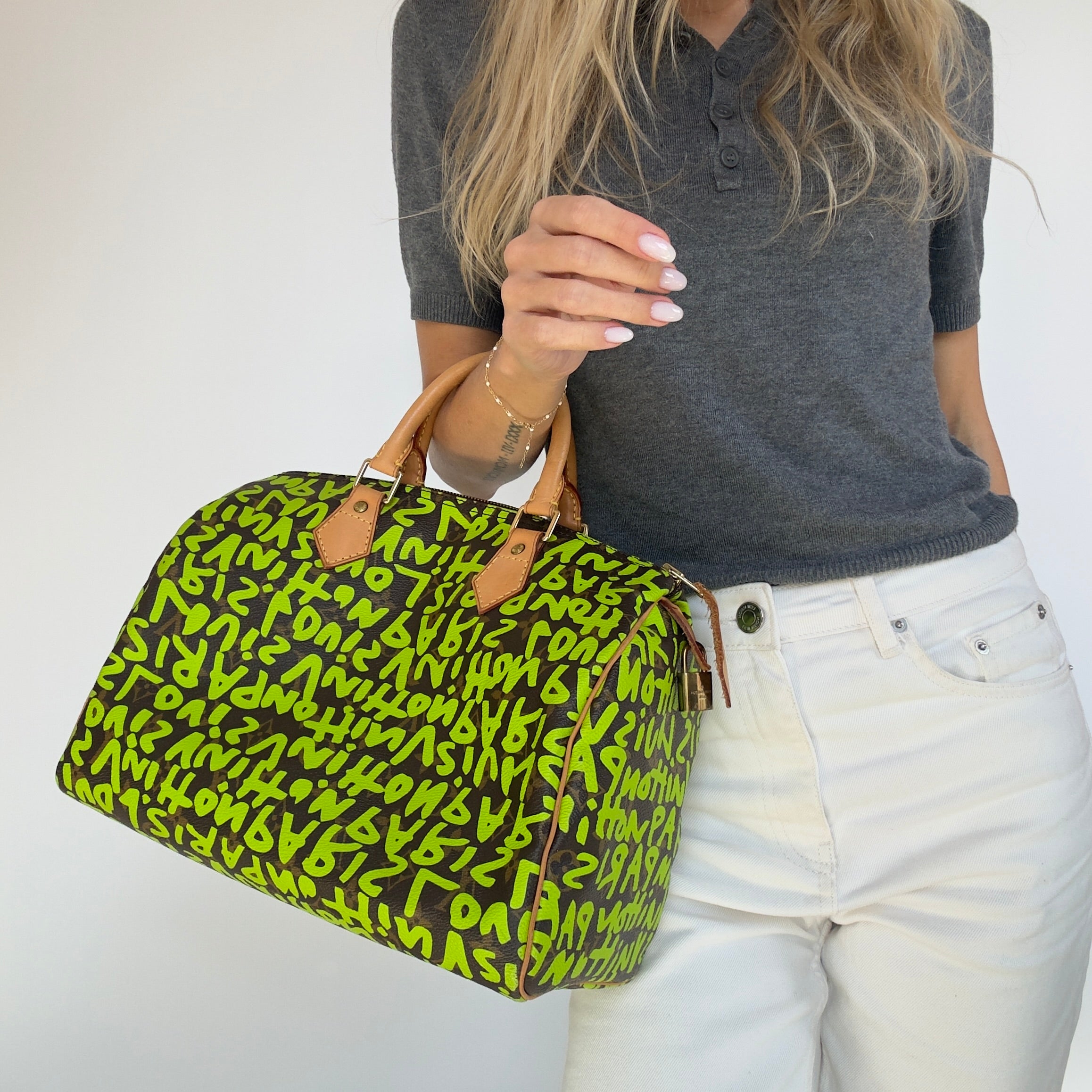 Louis Vuitton Monogram Graffiti Speedy 30 Stephen Sprouse Neon Green - Queen May