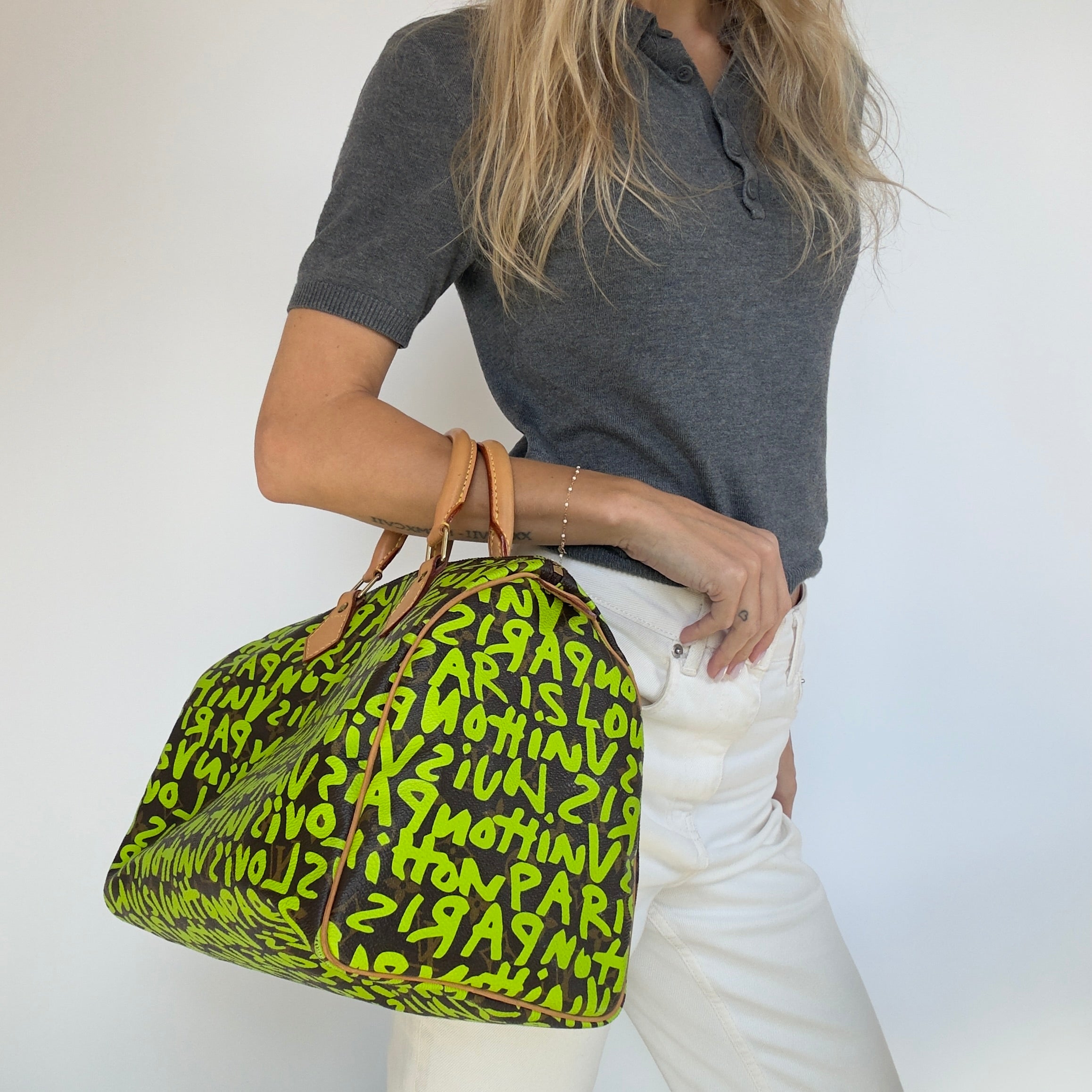 Louis Vuitton Monogram Graffiti Speedy 30 Stephen Sprouse Neon Green - Queen May