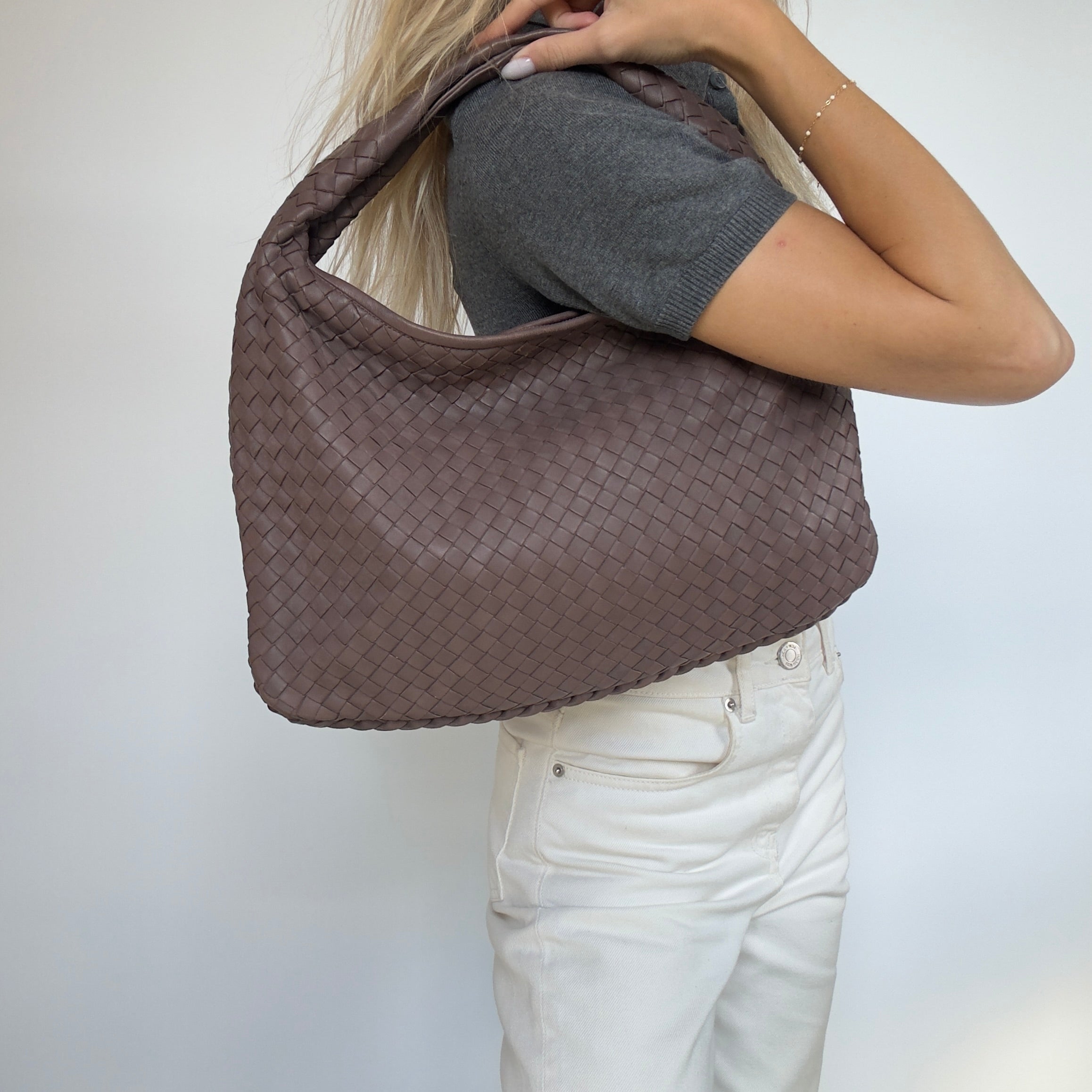 Bottega Veneta Intrecciato Hobo Brown - Queen May