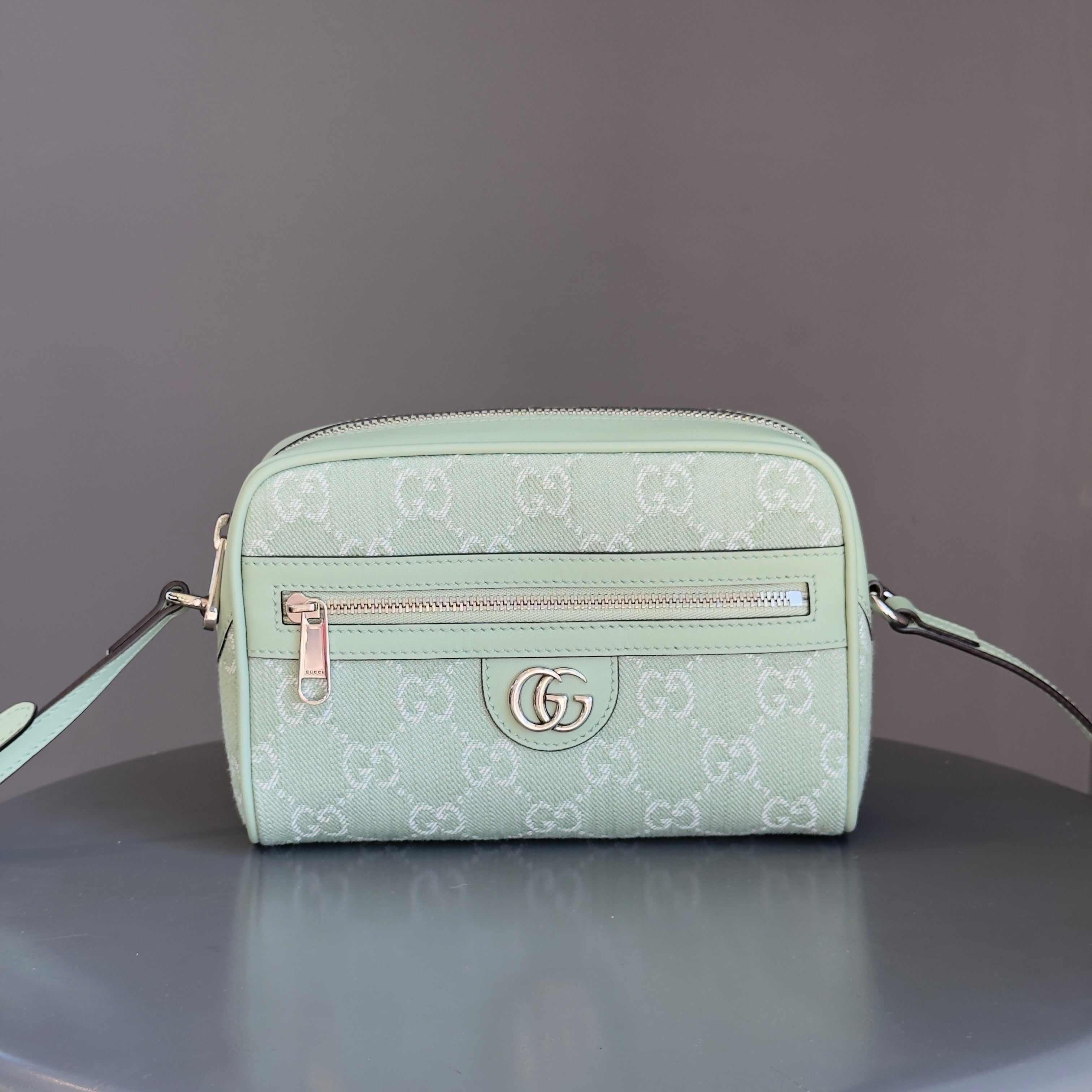 Gucci Ophidia Mini Bag in Pale Green Denim - Queen May