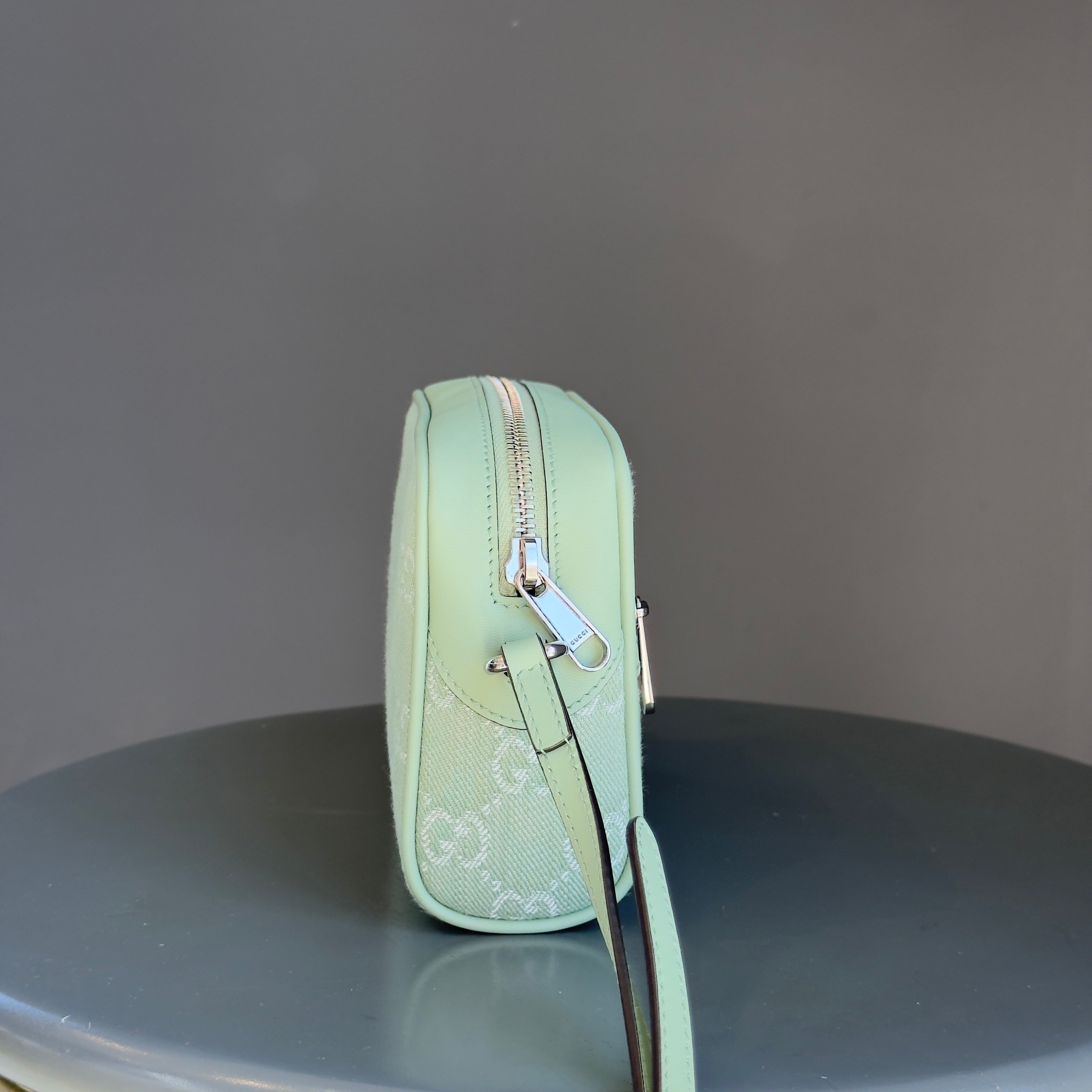 Gucci Ophidia Mini Bag in Pale Green Denim - Queen May