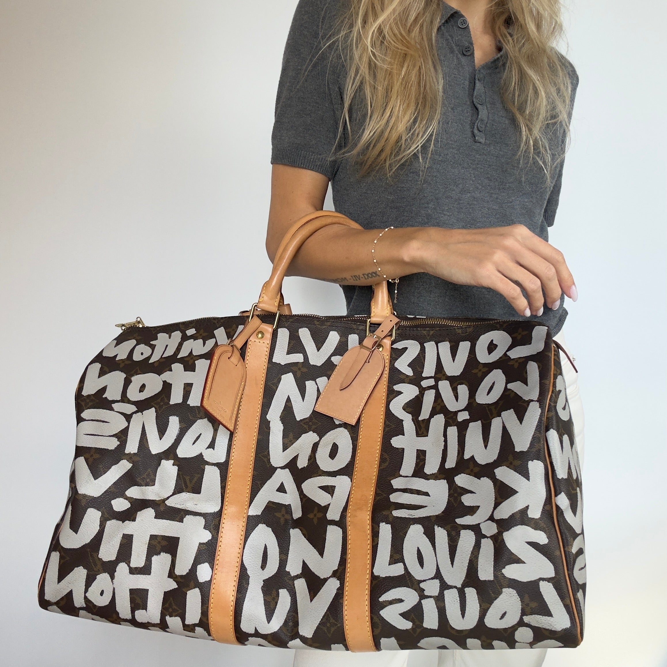 Louis Vuitton Monogram Canvas Keepall Stephen Sprouse Graffiti 50 White - Queen May