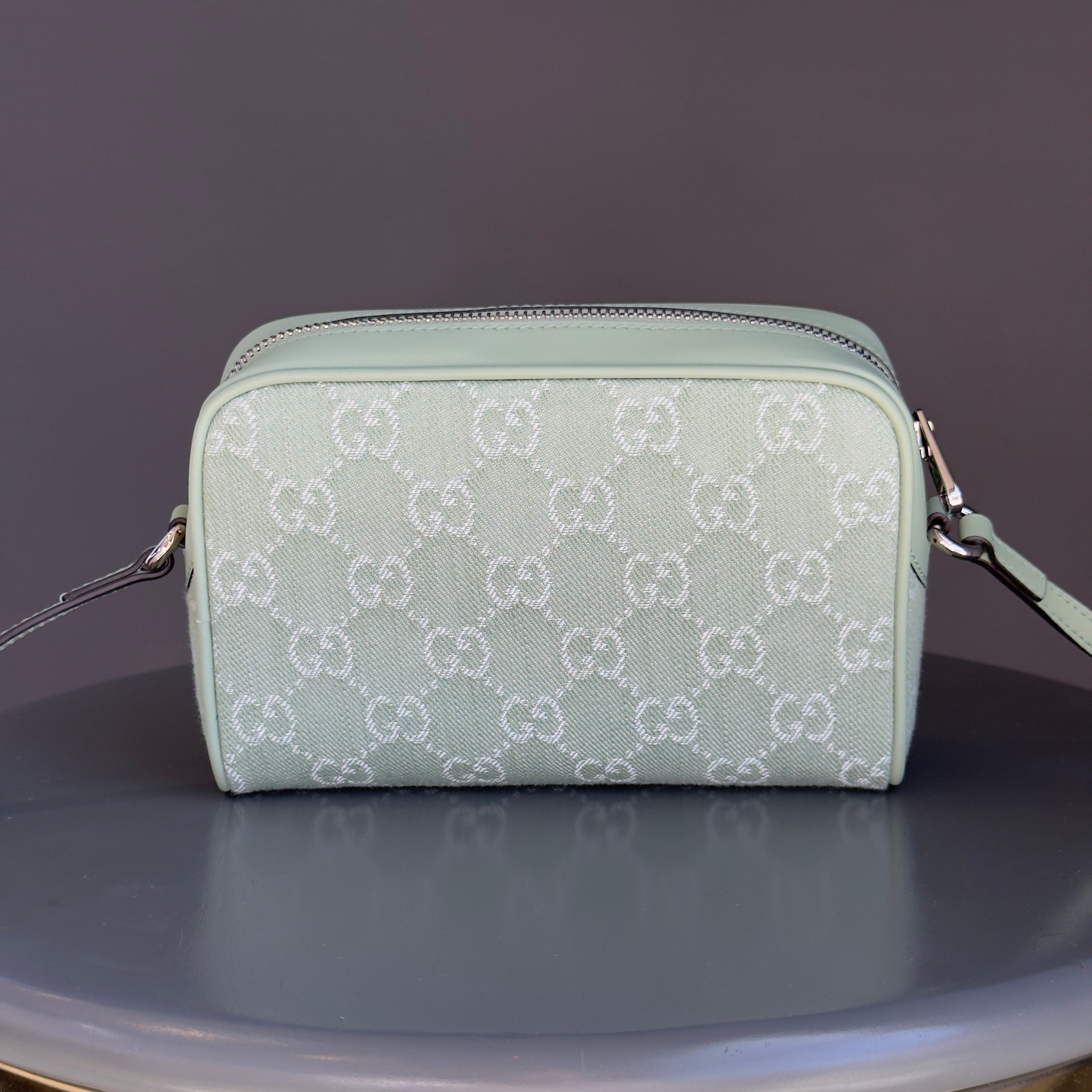 Gucci Ophidia Mini Bag in Pale Green Denim - Queen May