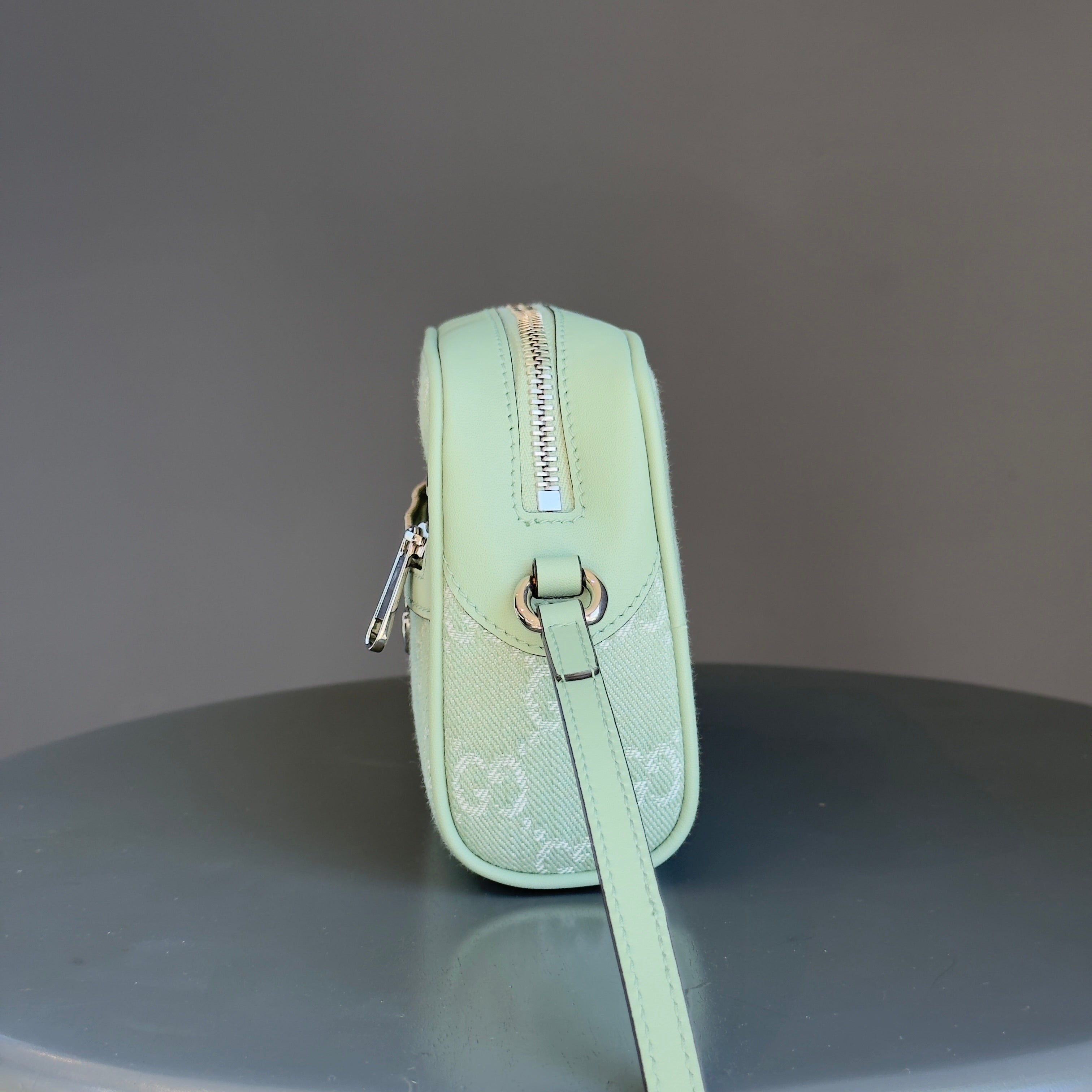 Gucci Ophidia Mini Bag in Pale Green Denim - Queen May