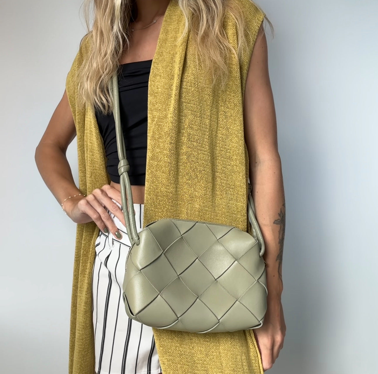 Bottega Veneta Lambskin Maxi Intreccio Small Cassette Camera Bag - Queen May