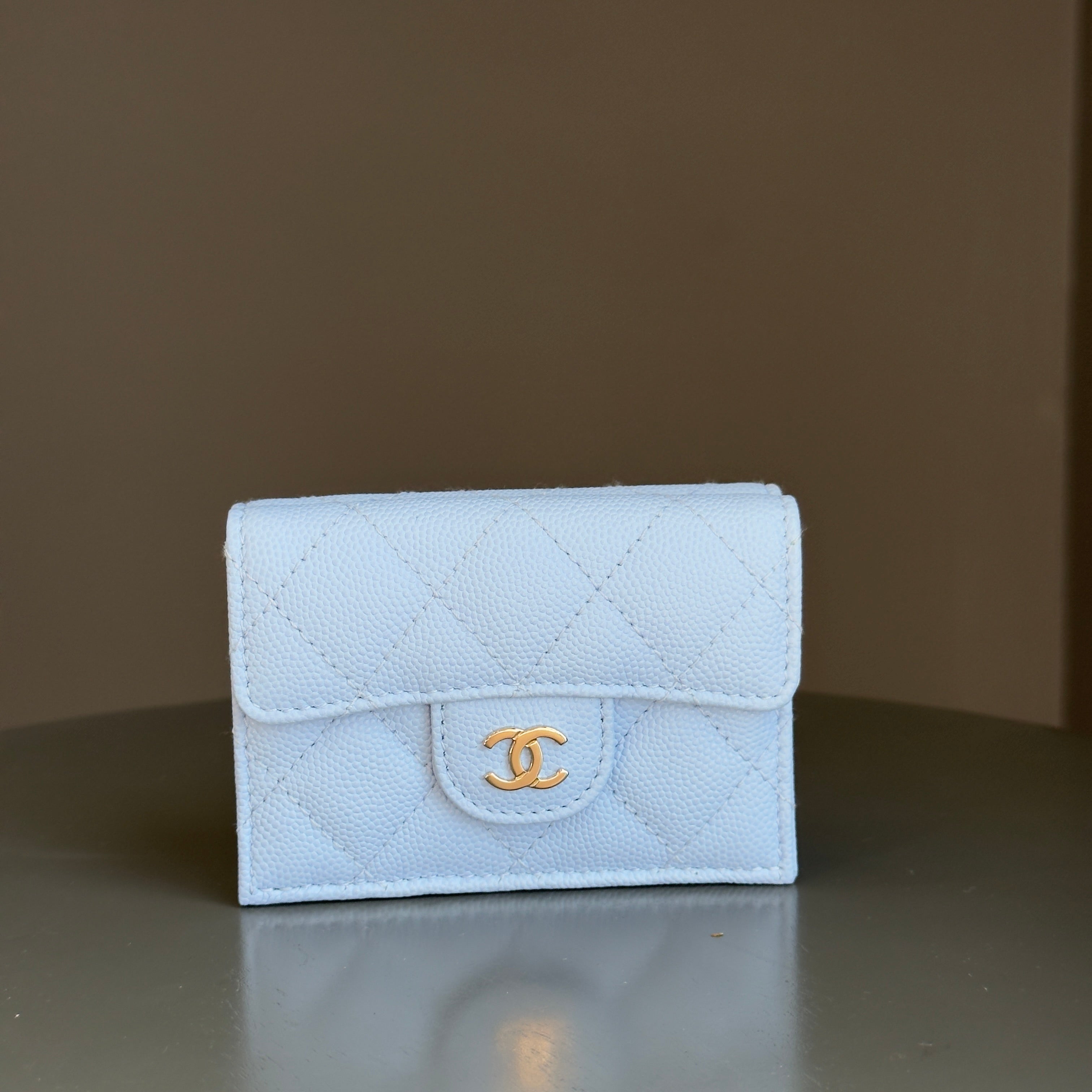 Chanel Caviar Quilted Flap Card Holder Wallet Light Blue - Queen May