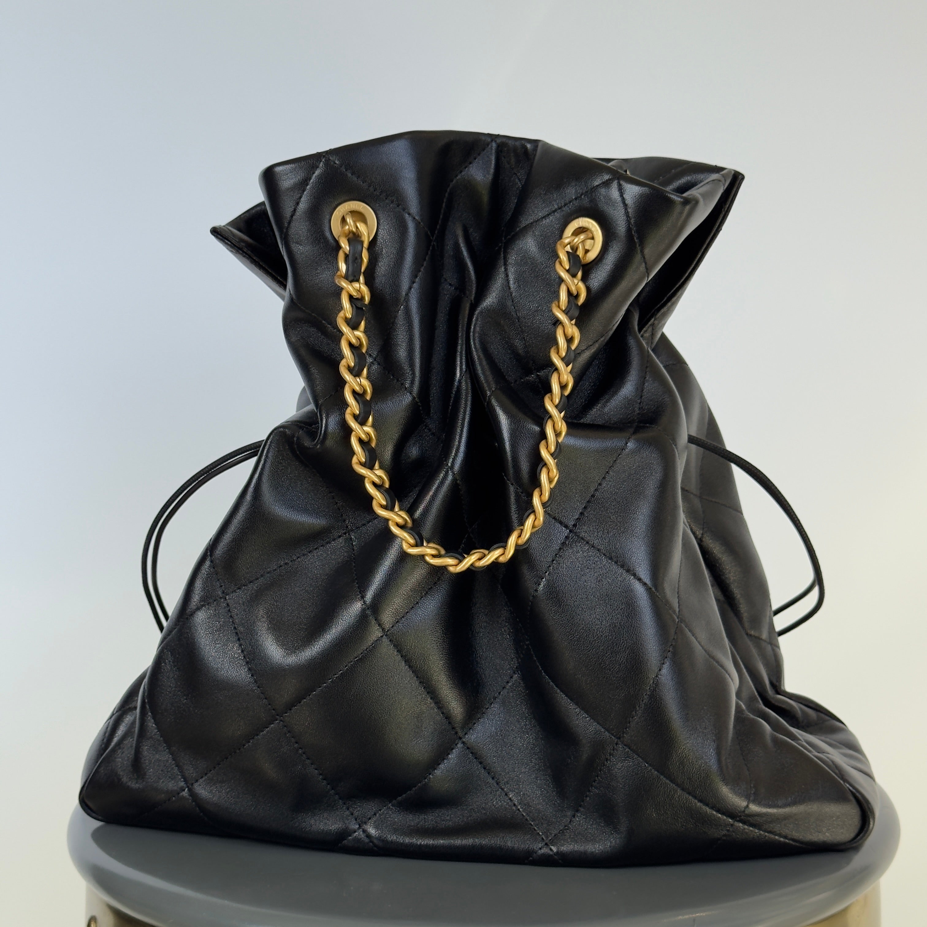 Chanel 2025 CC Shopping Bag Black Lambskin Leather - Queen May