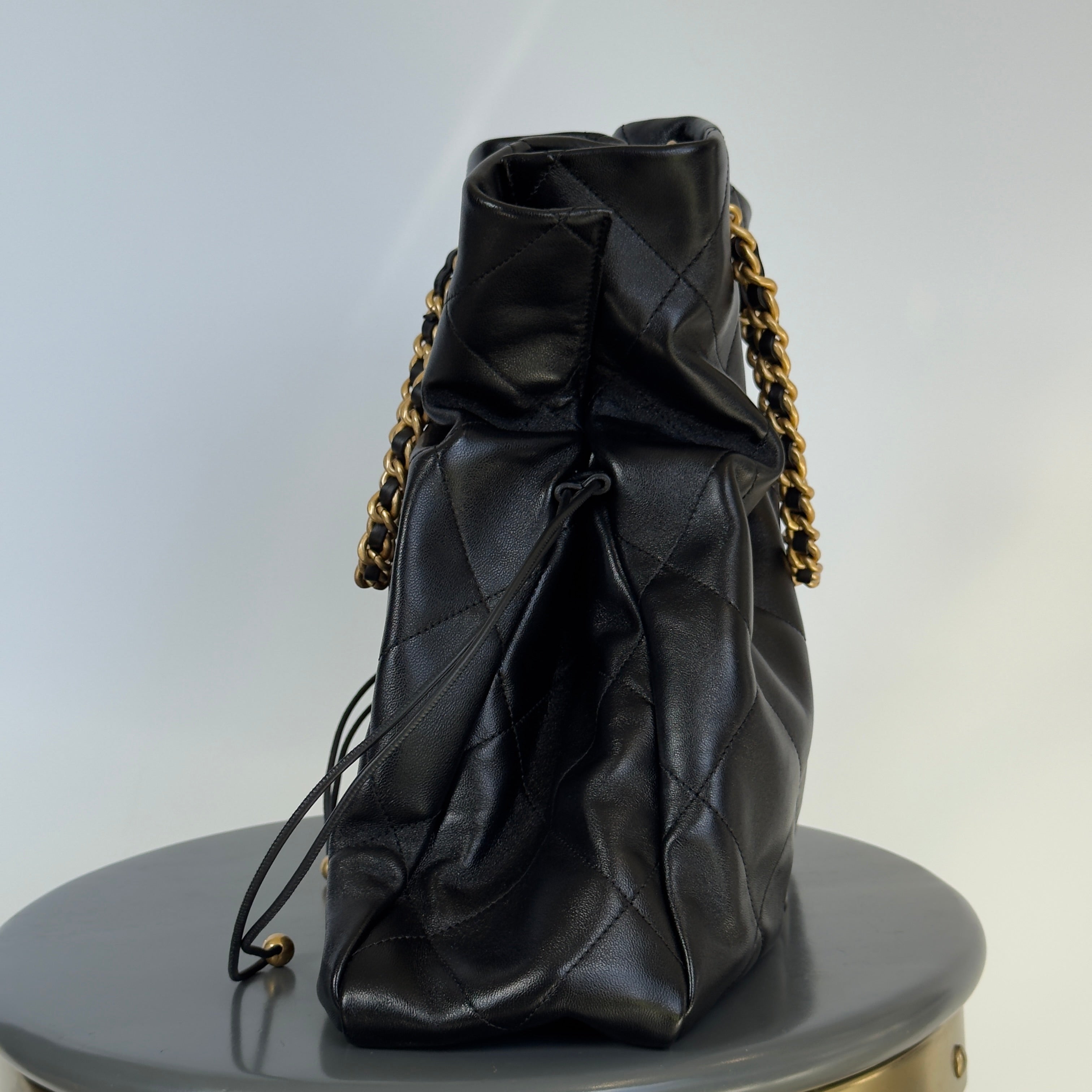 Chanel 2025 CC Shopping Bag Black Lambskin Leather - Queen May