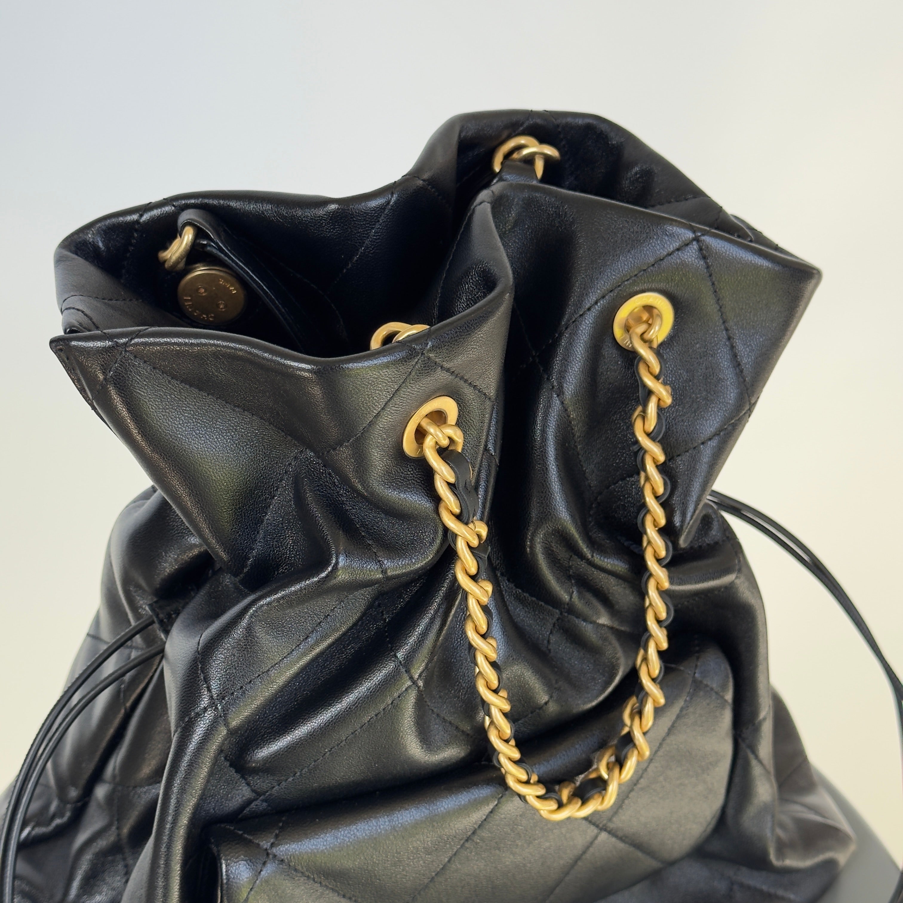 Chanel 2025 CC Shopping Bag Black Lambskin Leather - Queen May