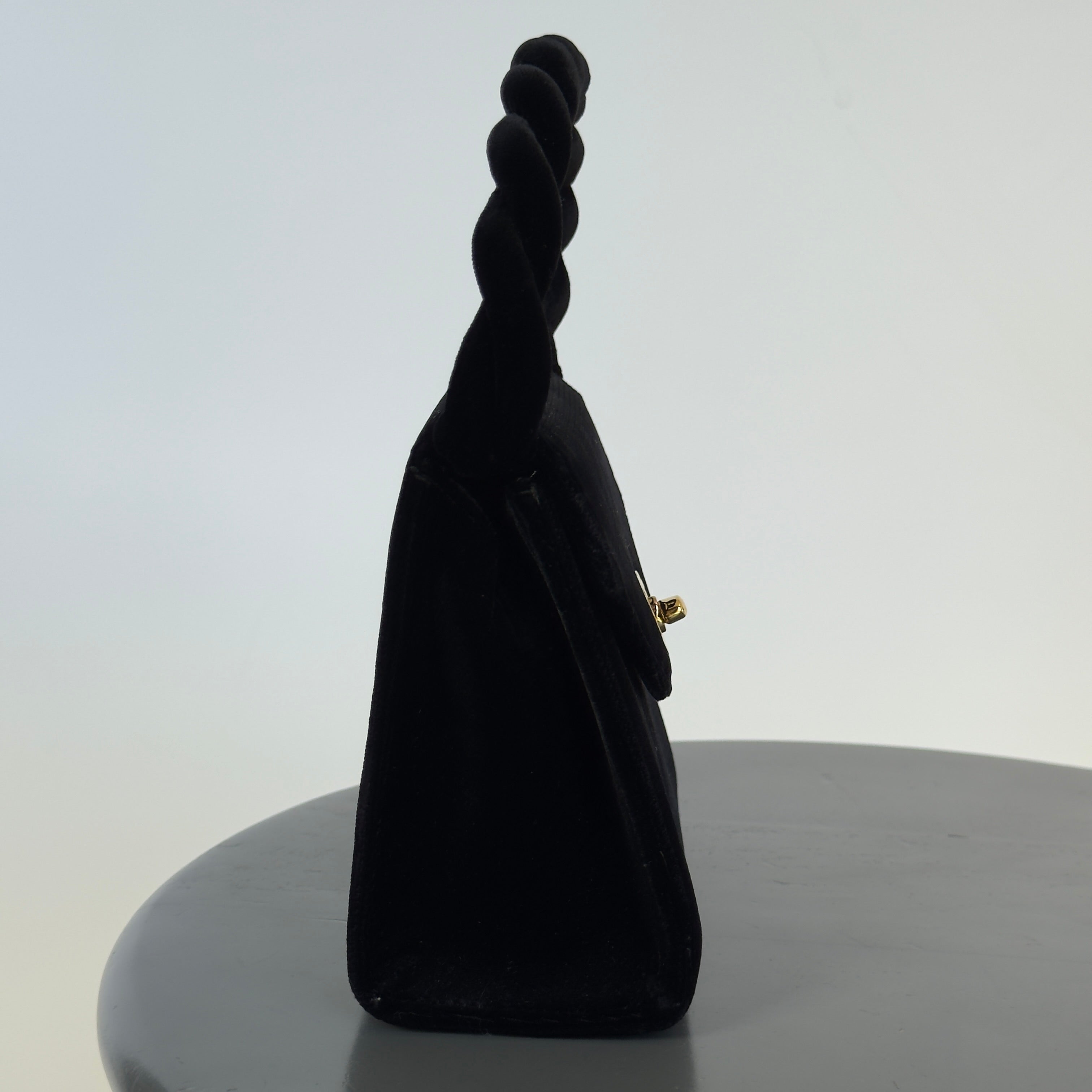 Ultra Rare Vintage Chanel Black Velvet Trusted Top Handle Bag 1996-1997 - Queen May