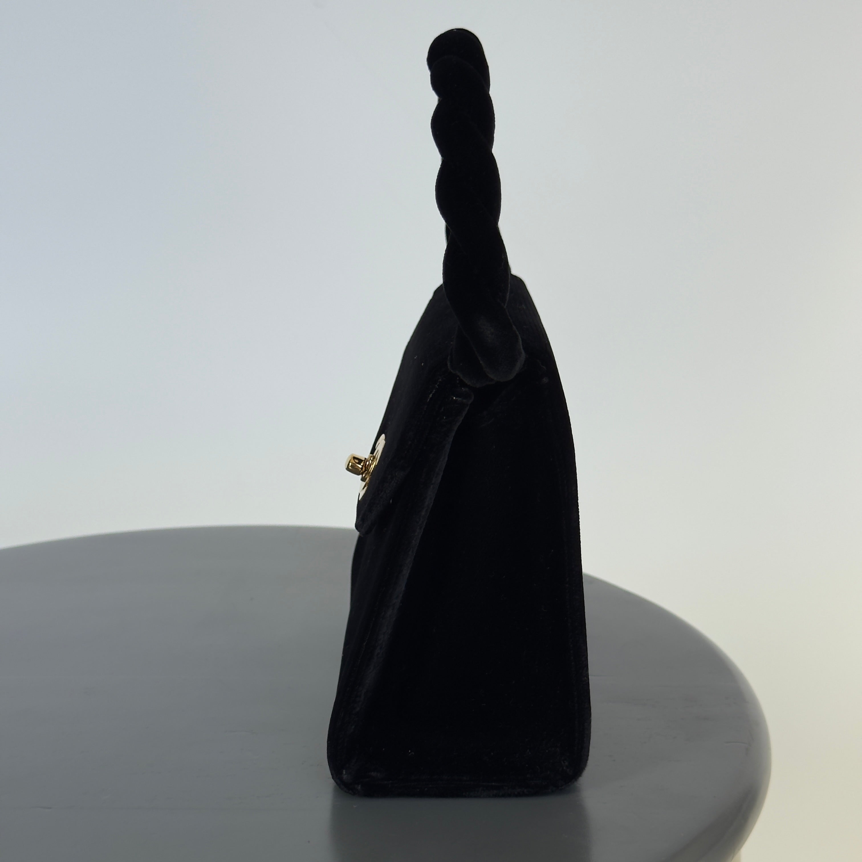 Ultra Rare Vintage Chanel Black Velvet Trusted Top Handle Bag 1996-1997 - Queen May