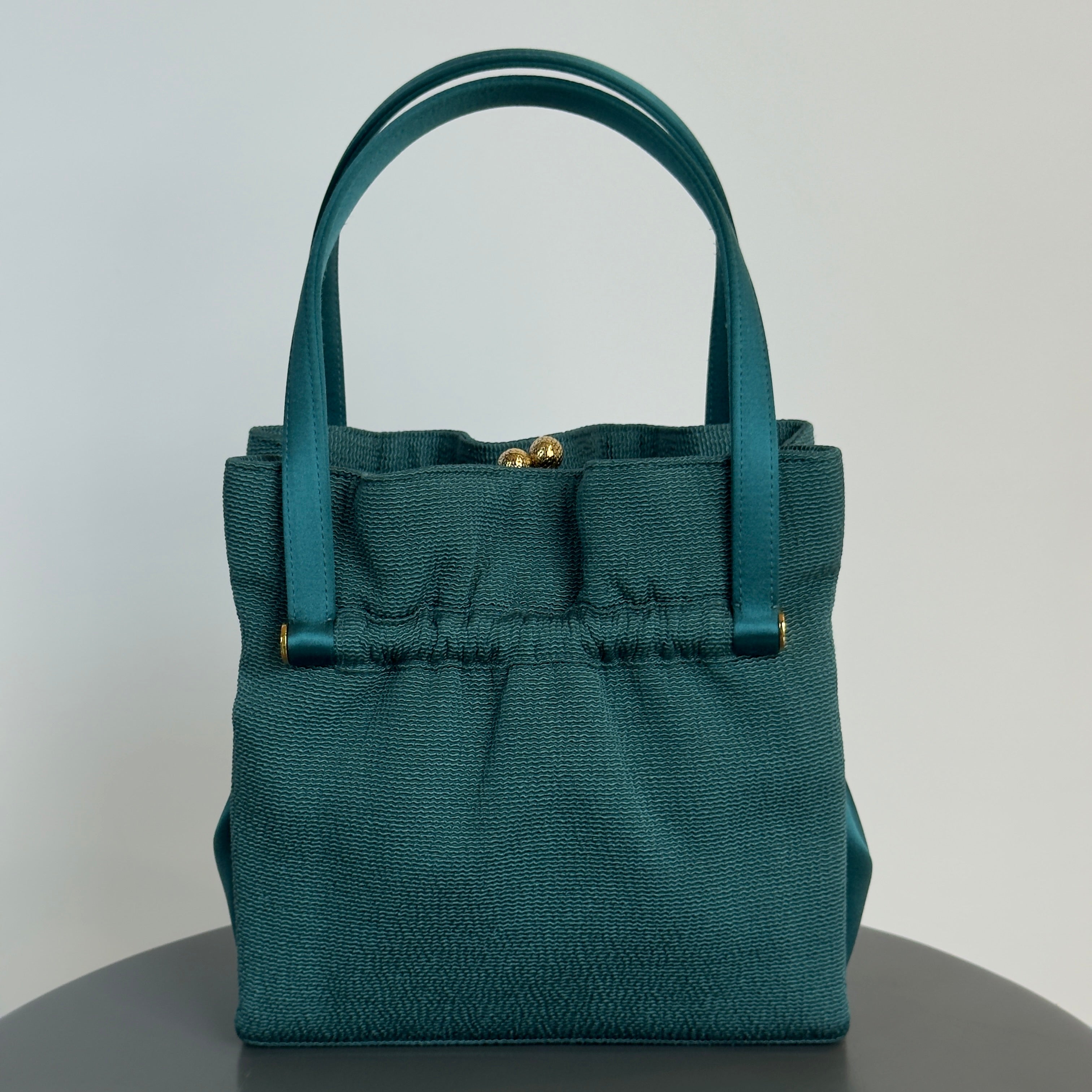 Rare Dior Kisslock Satin Teal Bag - Queen May