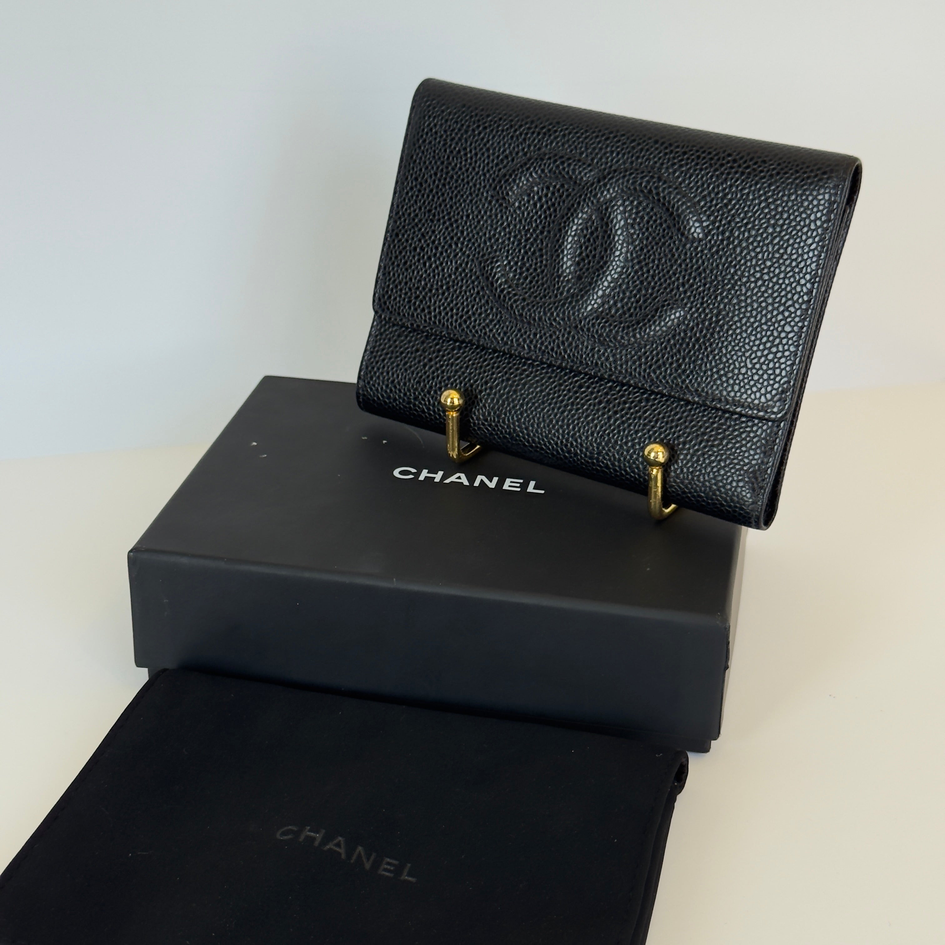 Vintage Chanel Timeless Trifold Wallet Caviar Leather - Queen May