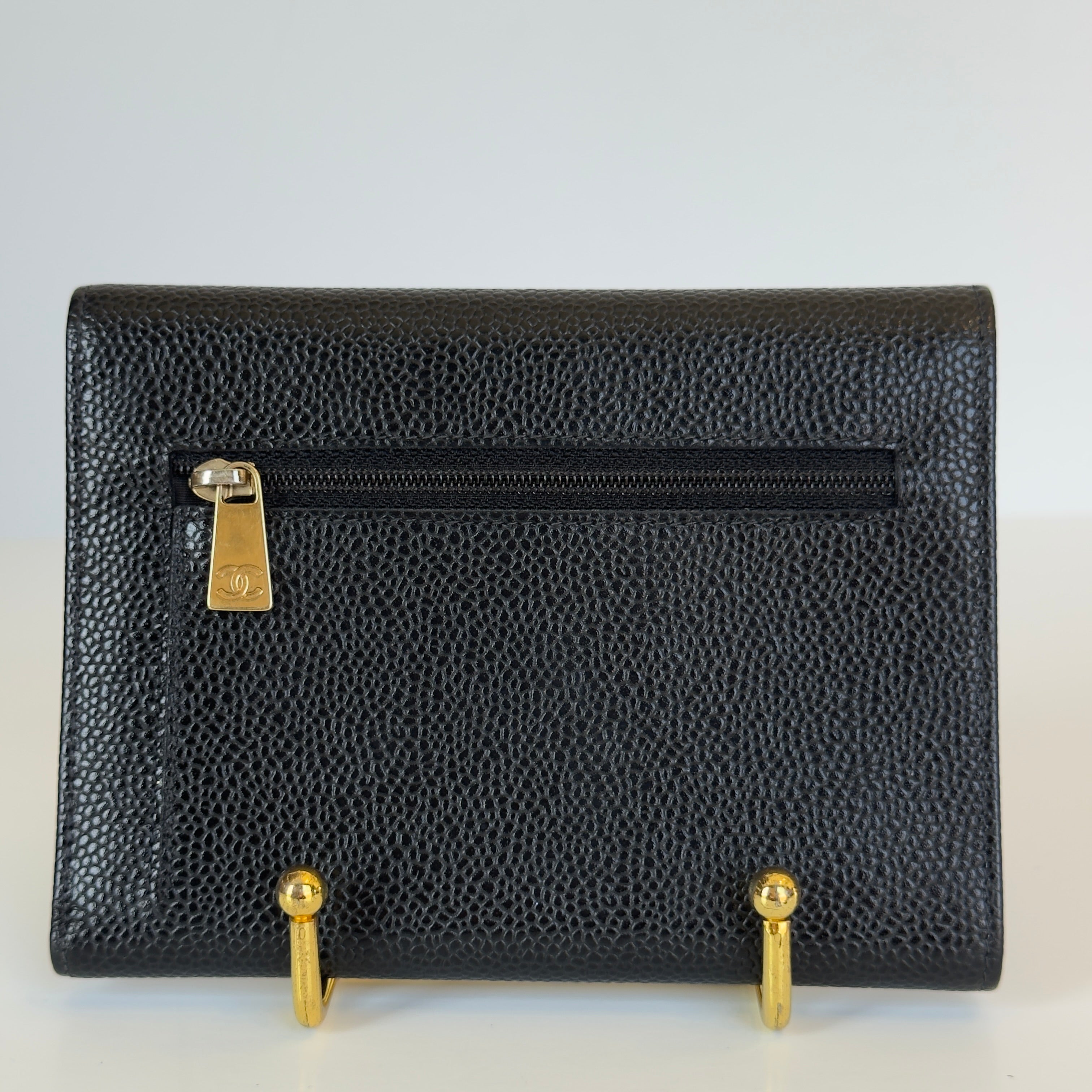 Vintage Chanel Timeless Trifold Wallet Caviar Leather - Queen May