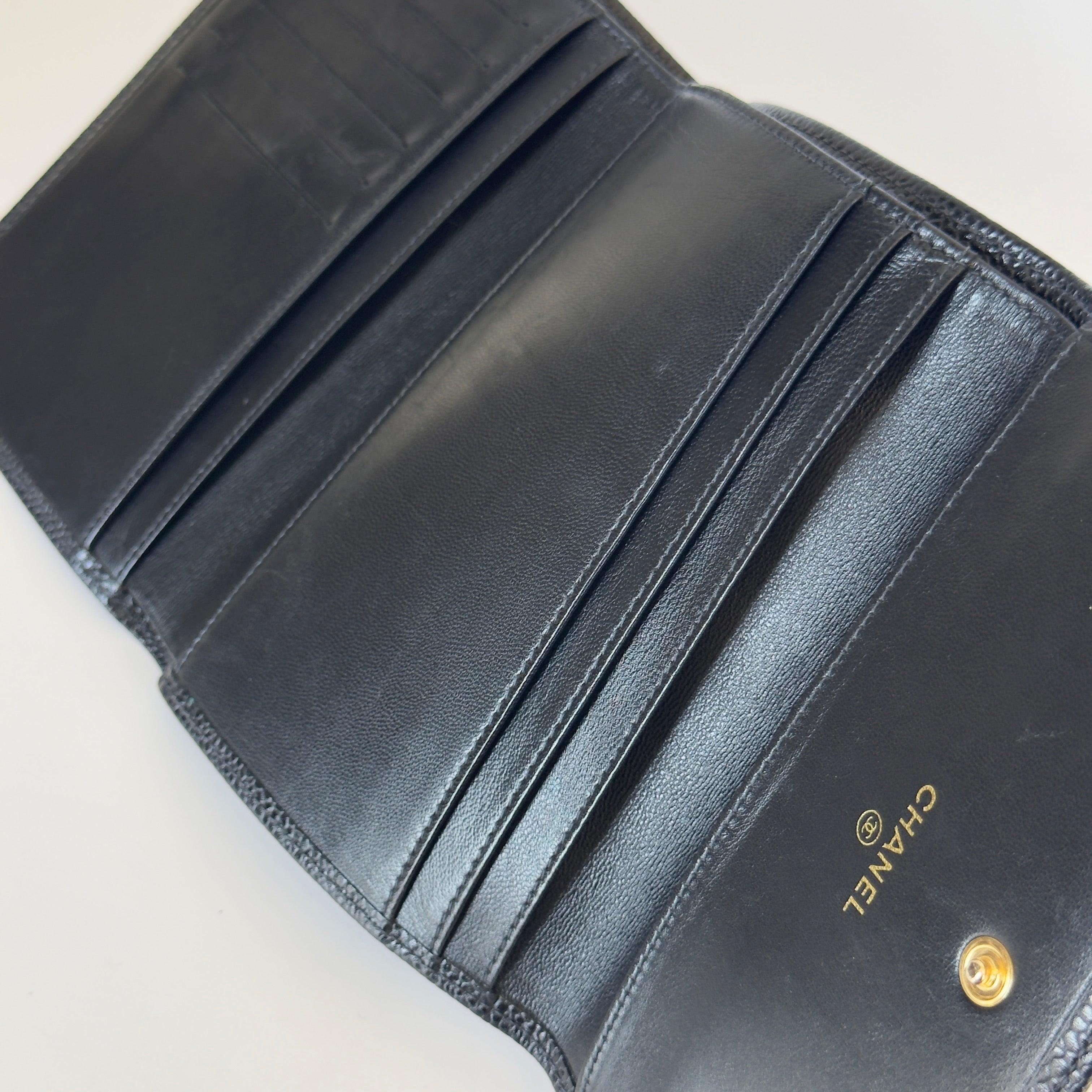 Vintage Chanel Timeless Trifold Wallet Caviar Leather - Queen May