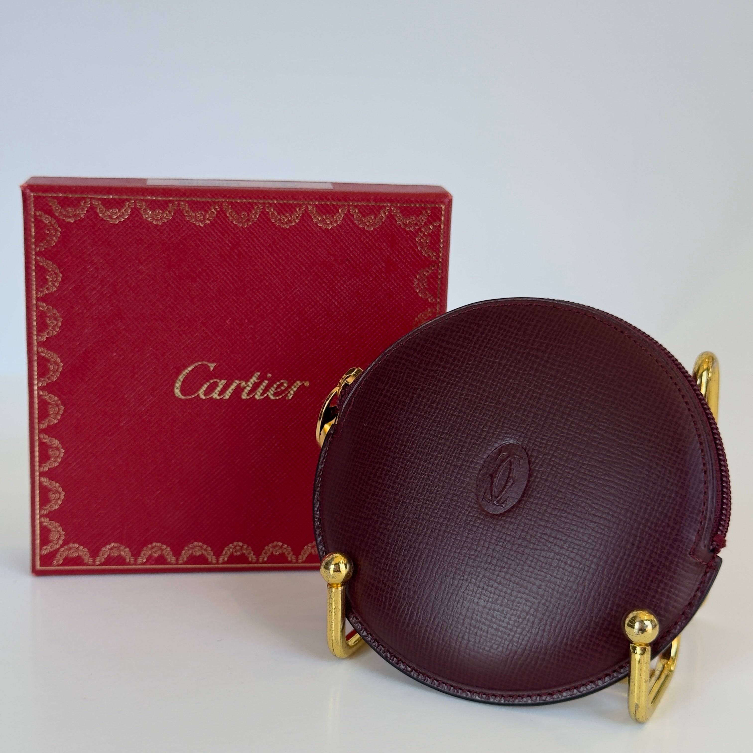 Cartier Burgundy Leather Coin Purse - Queen May