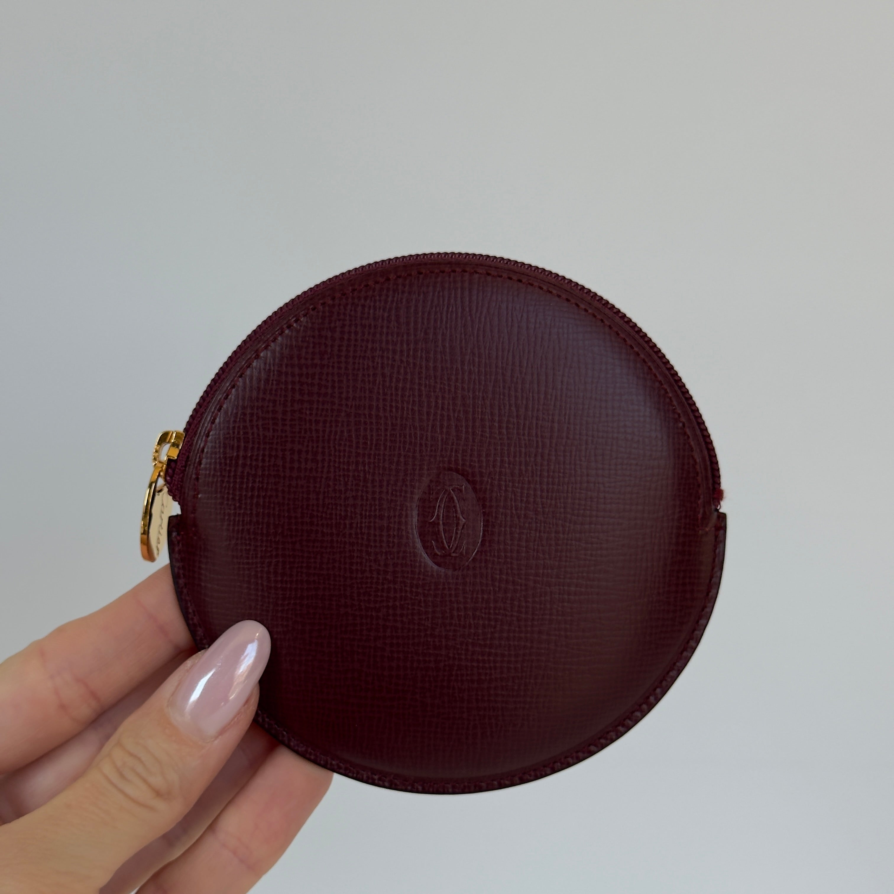 Cartier Burgundy Leather Coin Purse - Queen May