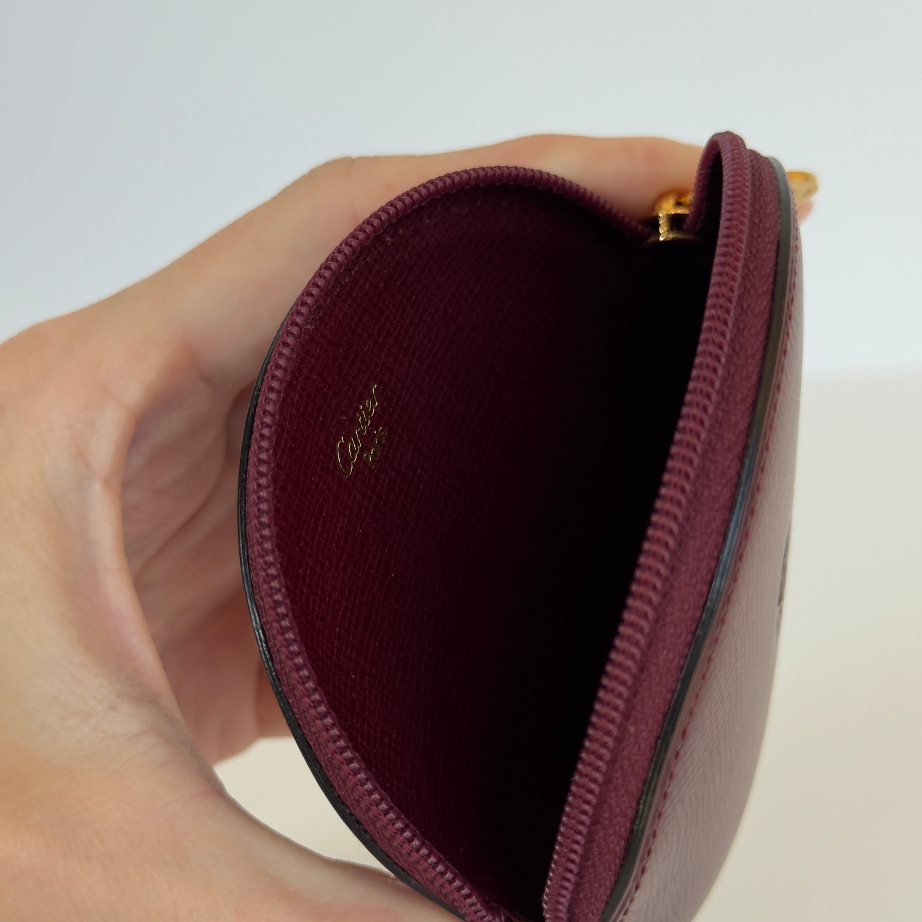 Cartier Burgundy Leather Coin Purse - Queen May