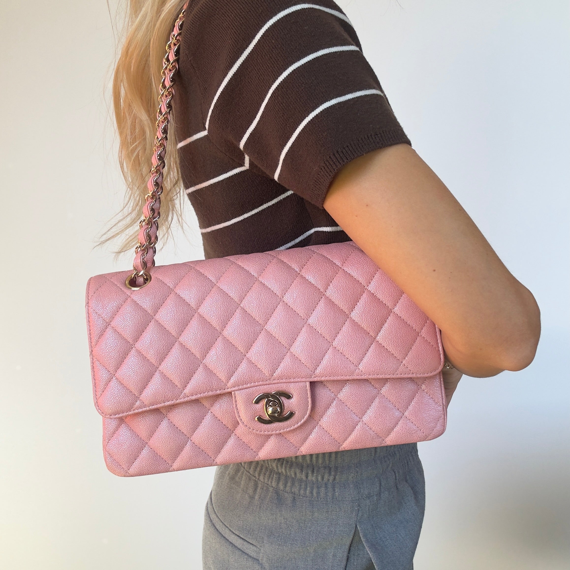 Chanel 19S Iridescent Pink Medium Classic Flap 2019