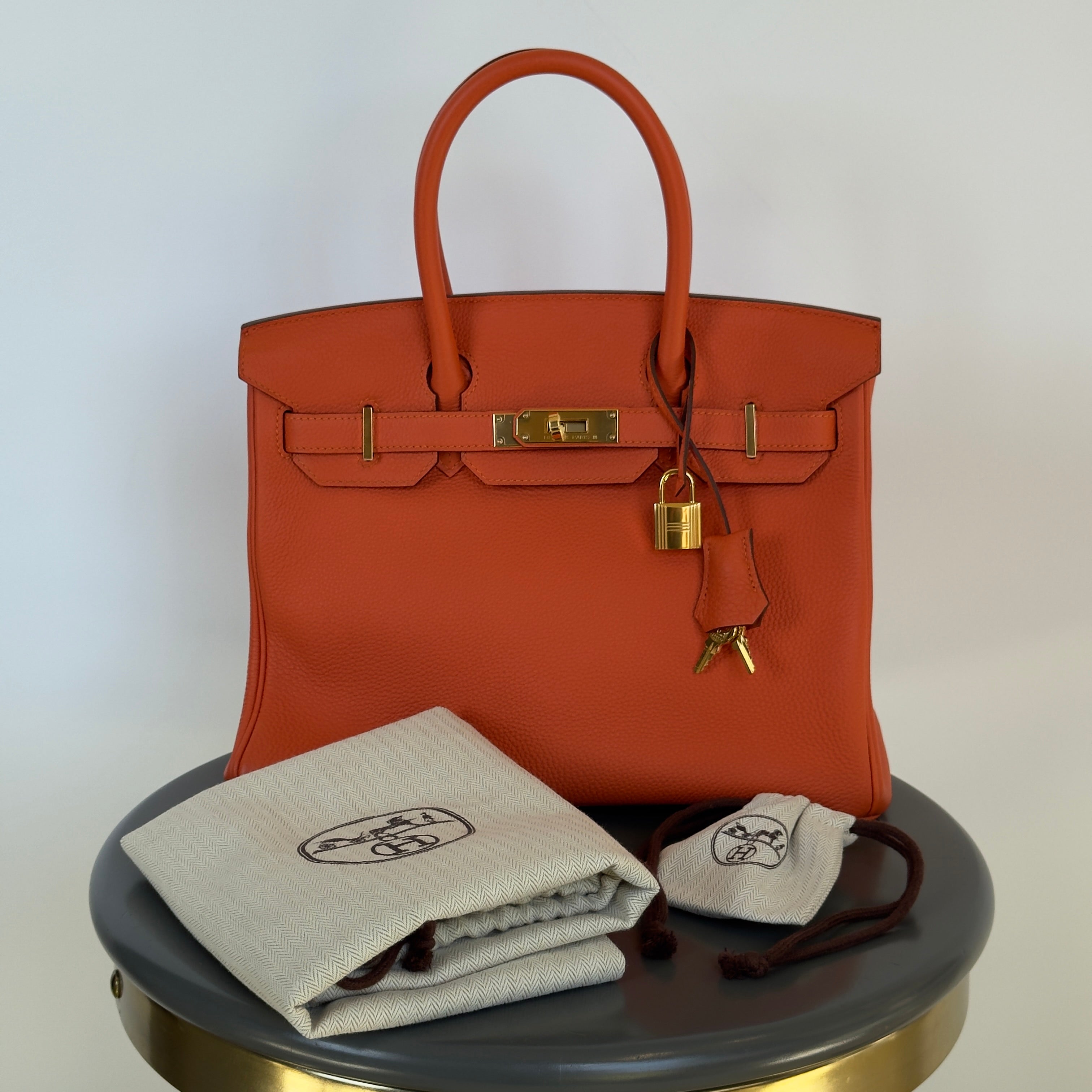 Hermes Birkin 30 Feu Togo Gold Hardware 2017