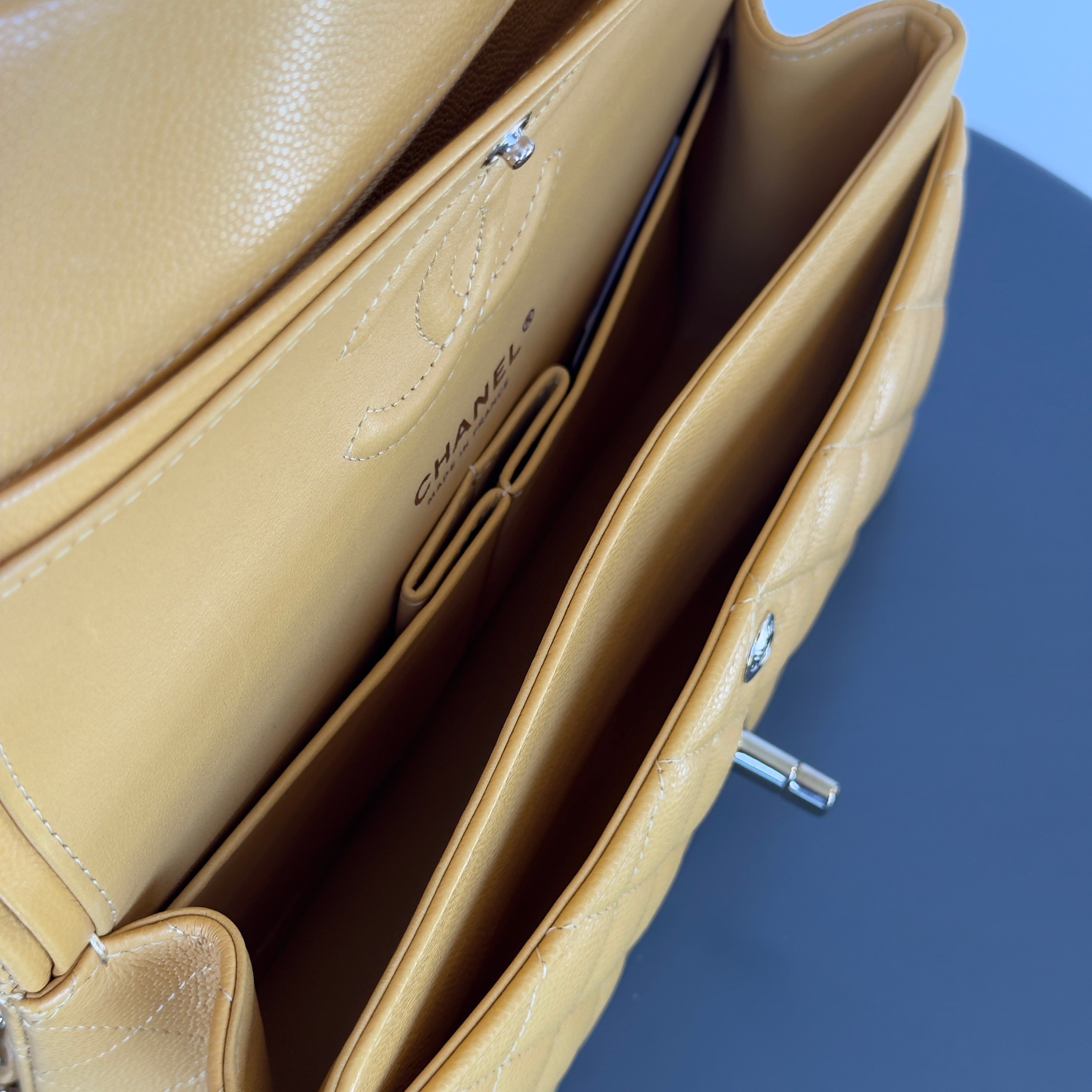 Chanel Double Flap Yellow Caviar