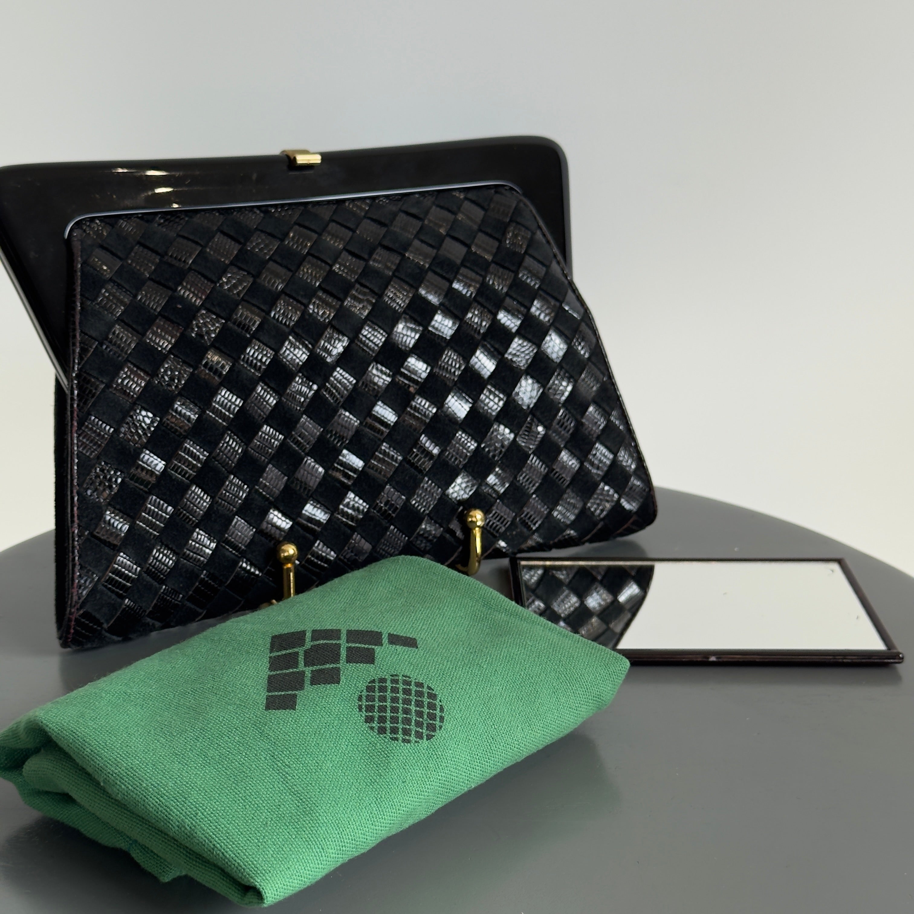 Bottega Veneta Intrecciato Suede Woven Mirror Clutch - Queen May