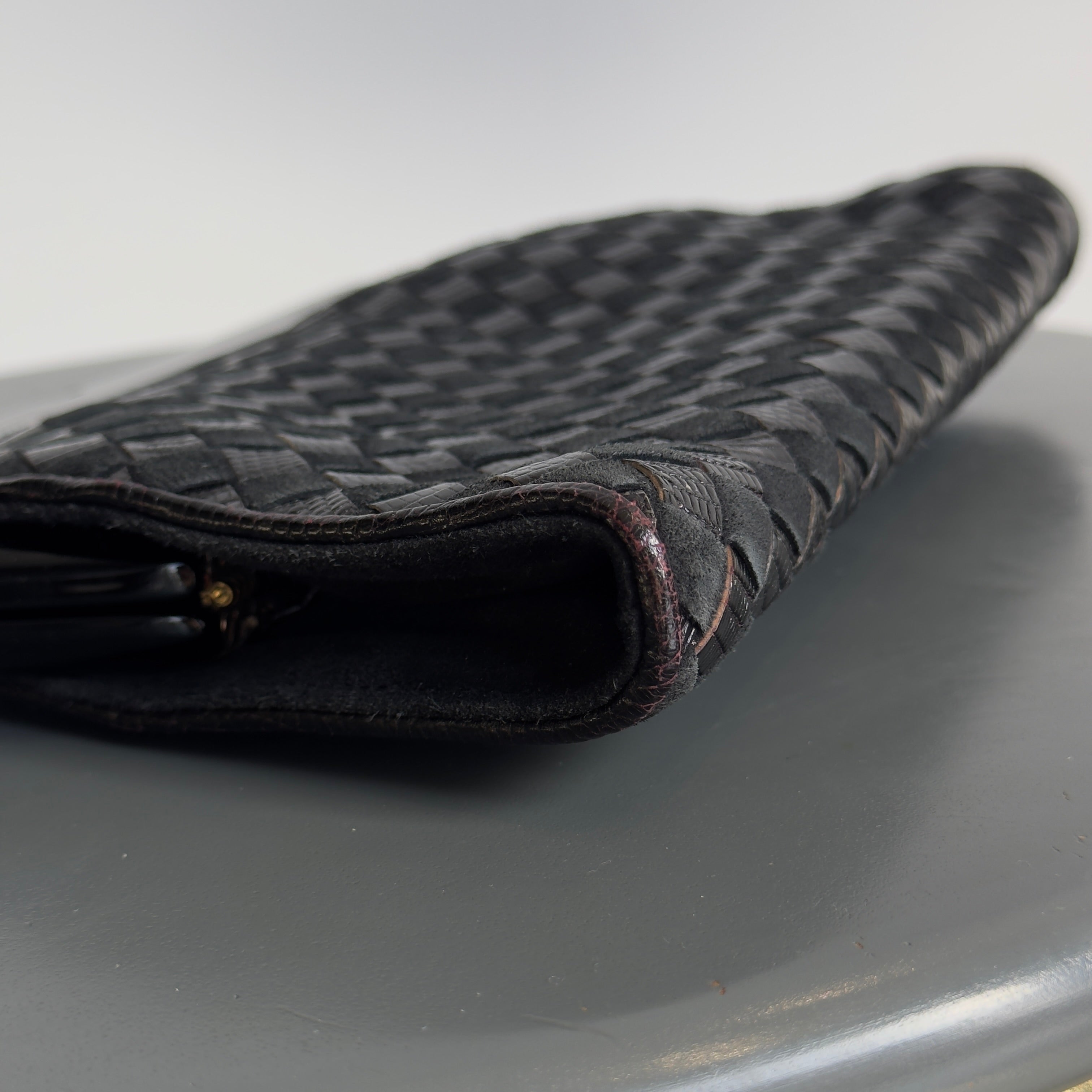 Bottega Veneta Intrecciato Suede Woven Mirror Clutch - Queen May