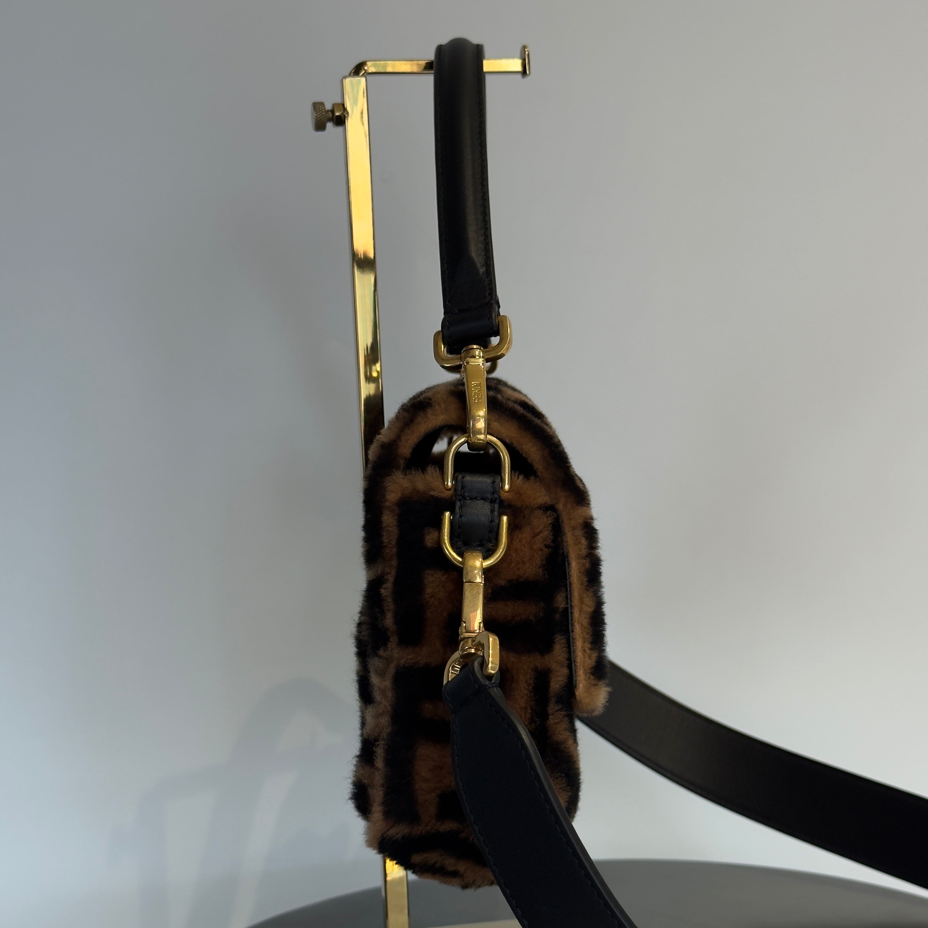 Fendi Shearling FF Zucca Baguette Bag - Queen May