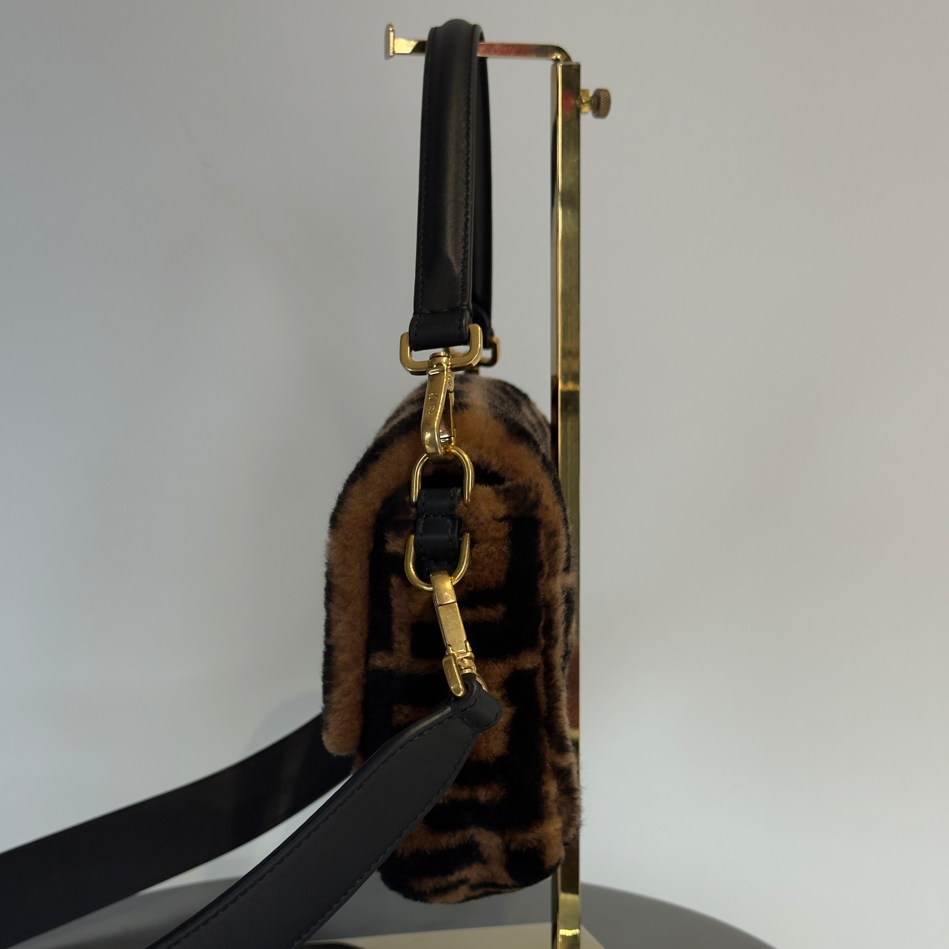 Fendi Shearling FF Zucca Baguette Bag - Queen May
