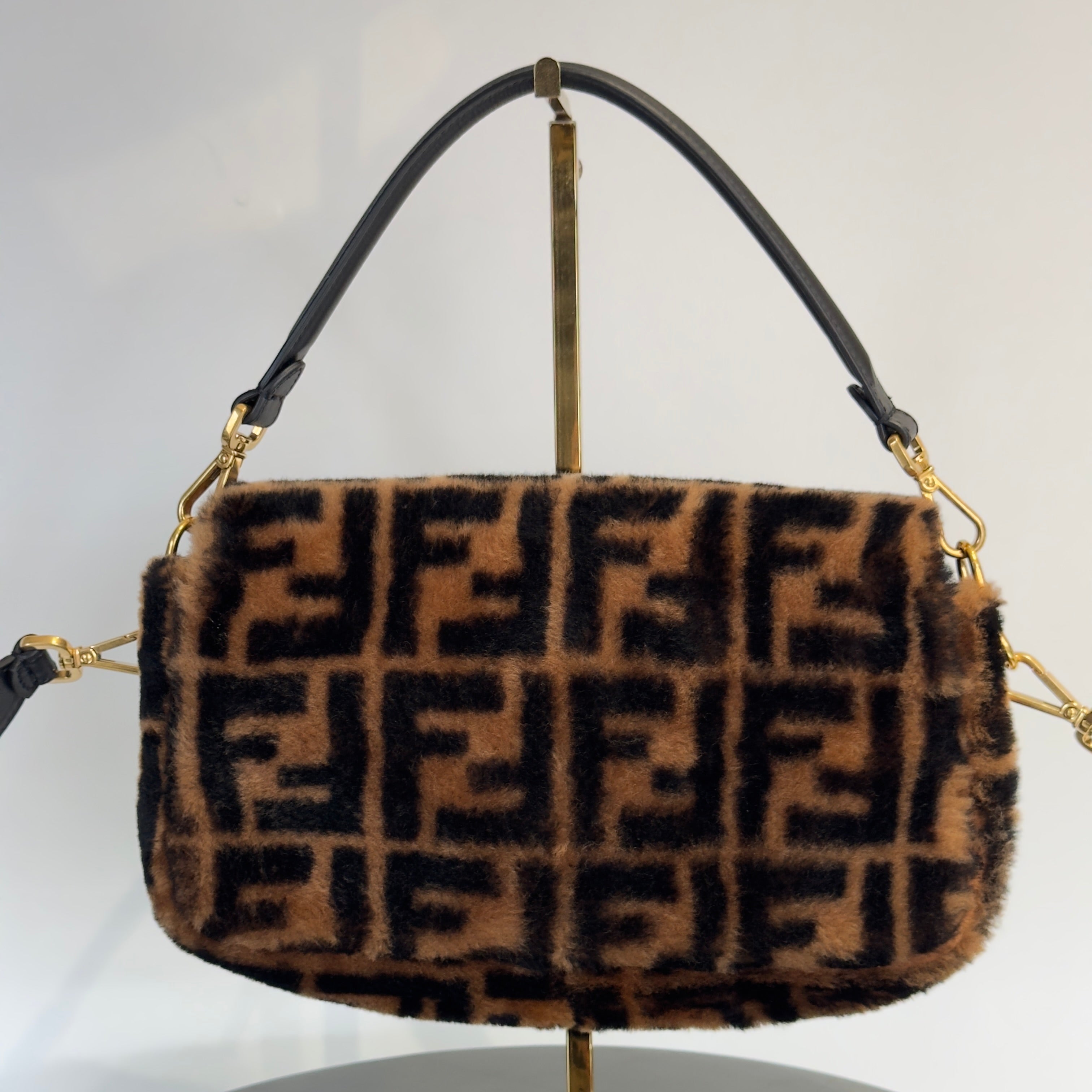Fendi Shearling FF Zucca Baguette Bag - Queen May