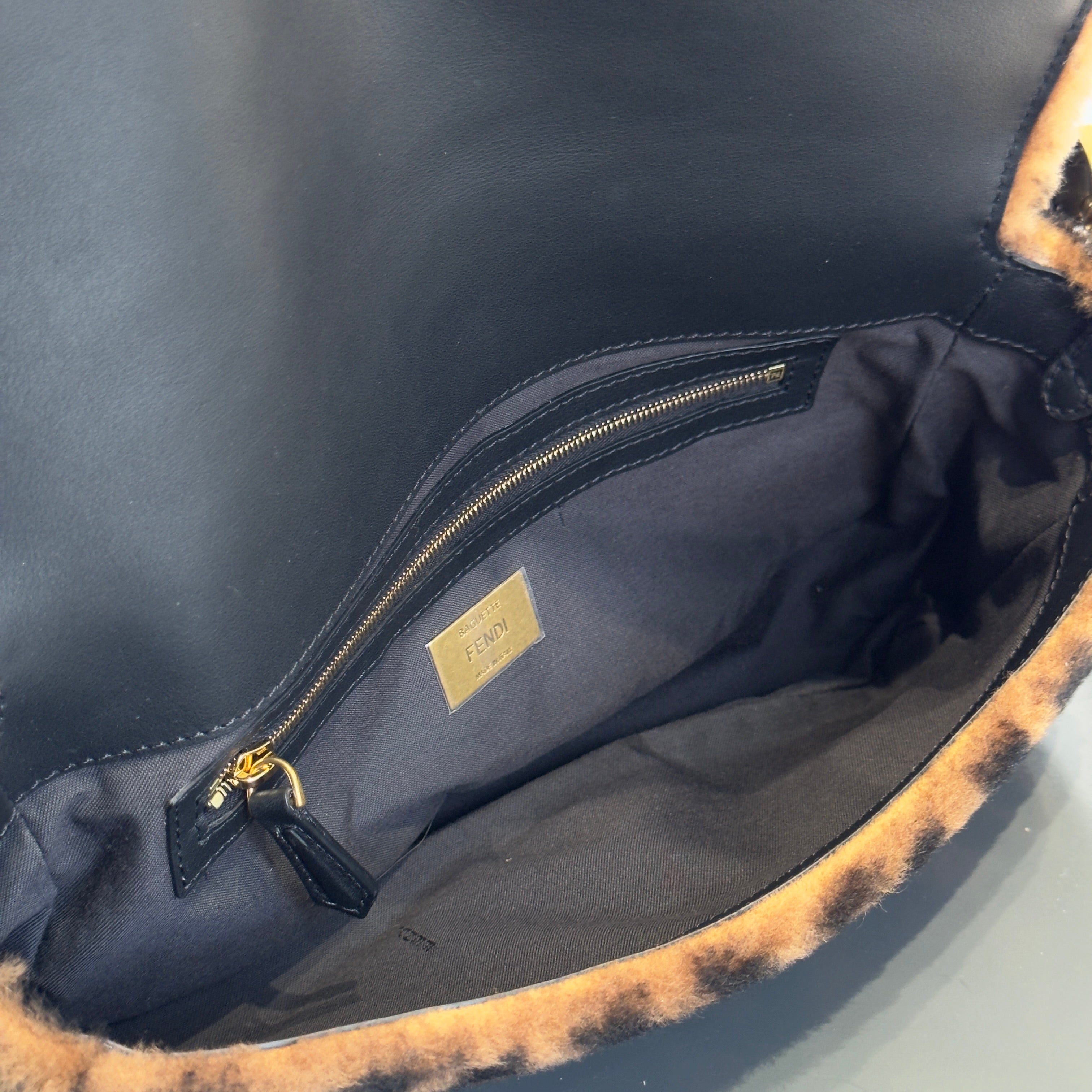 Fendi Shearling FF Zucca Baguette Bag - Queen May