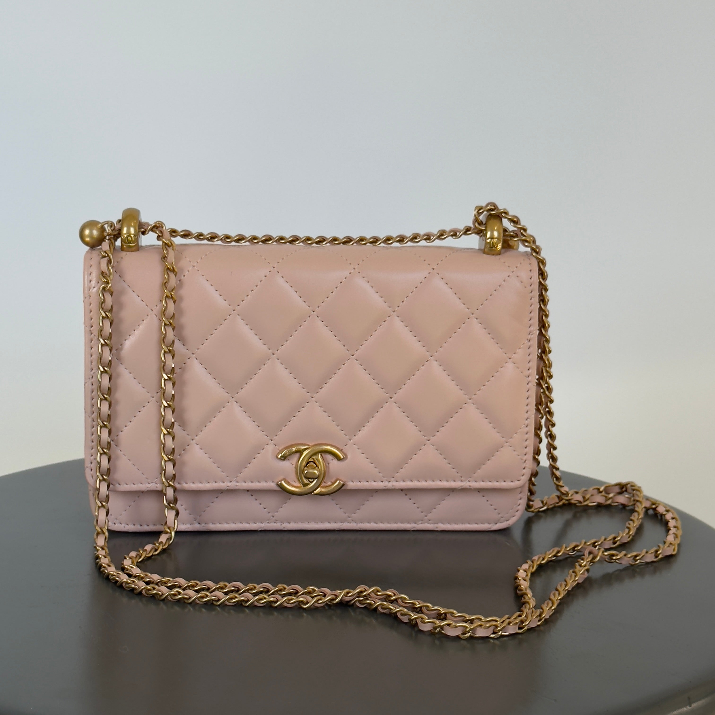 Chanel Calfskin Quilted Perfect Fit Wallet on Chain WOC Light Pink - Queen May