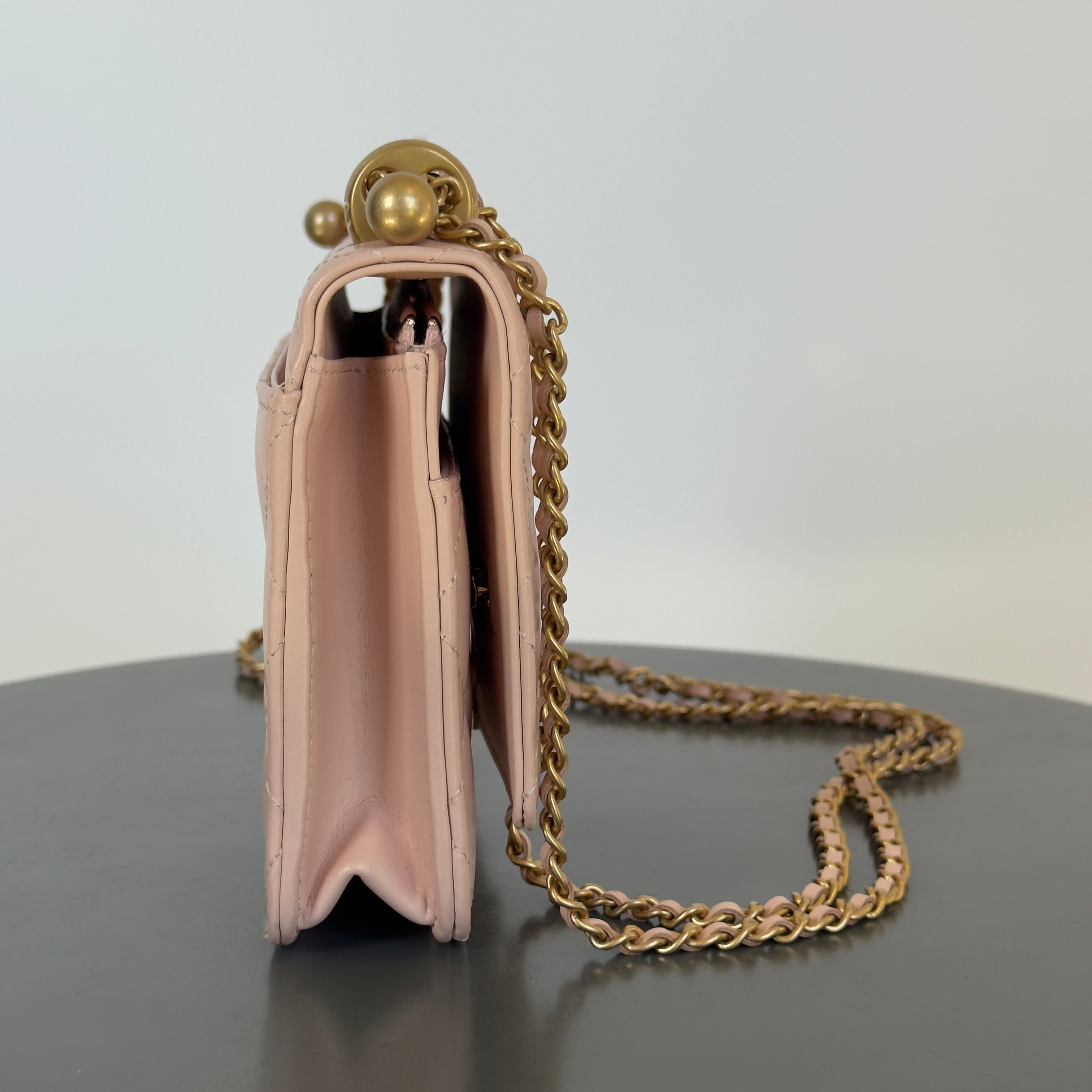 Chanel Calfskin Quilted Perfect Fit Wallet on Chain WOC Light Pink - Queen May