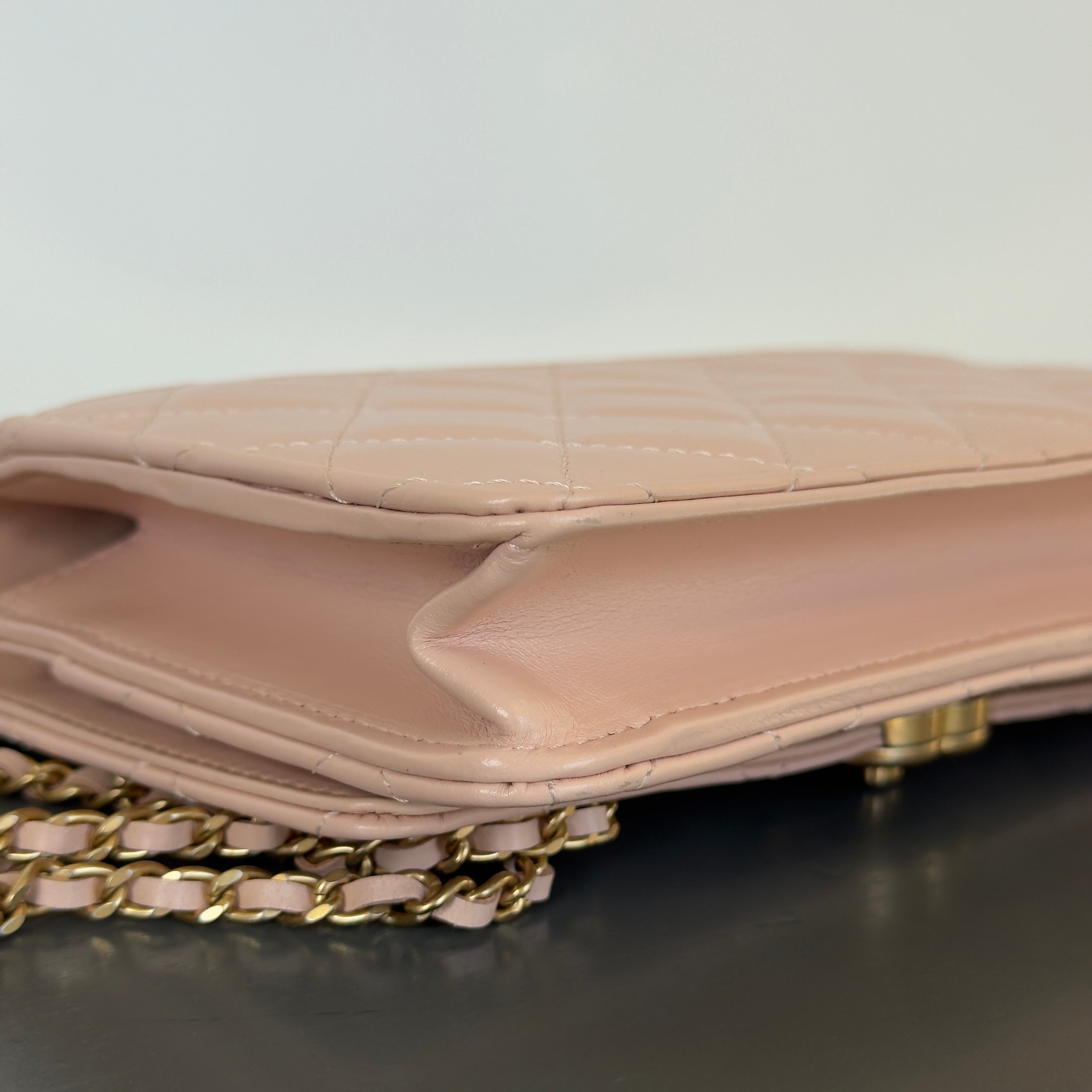 Chanel Calfskin Quilted Perfect Fit Wallet on Chain WOC Light Pink - Queen May