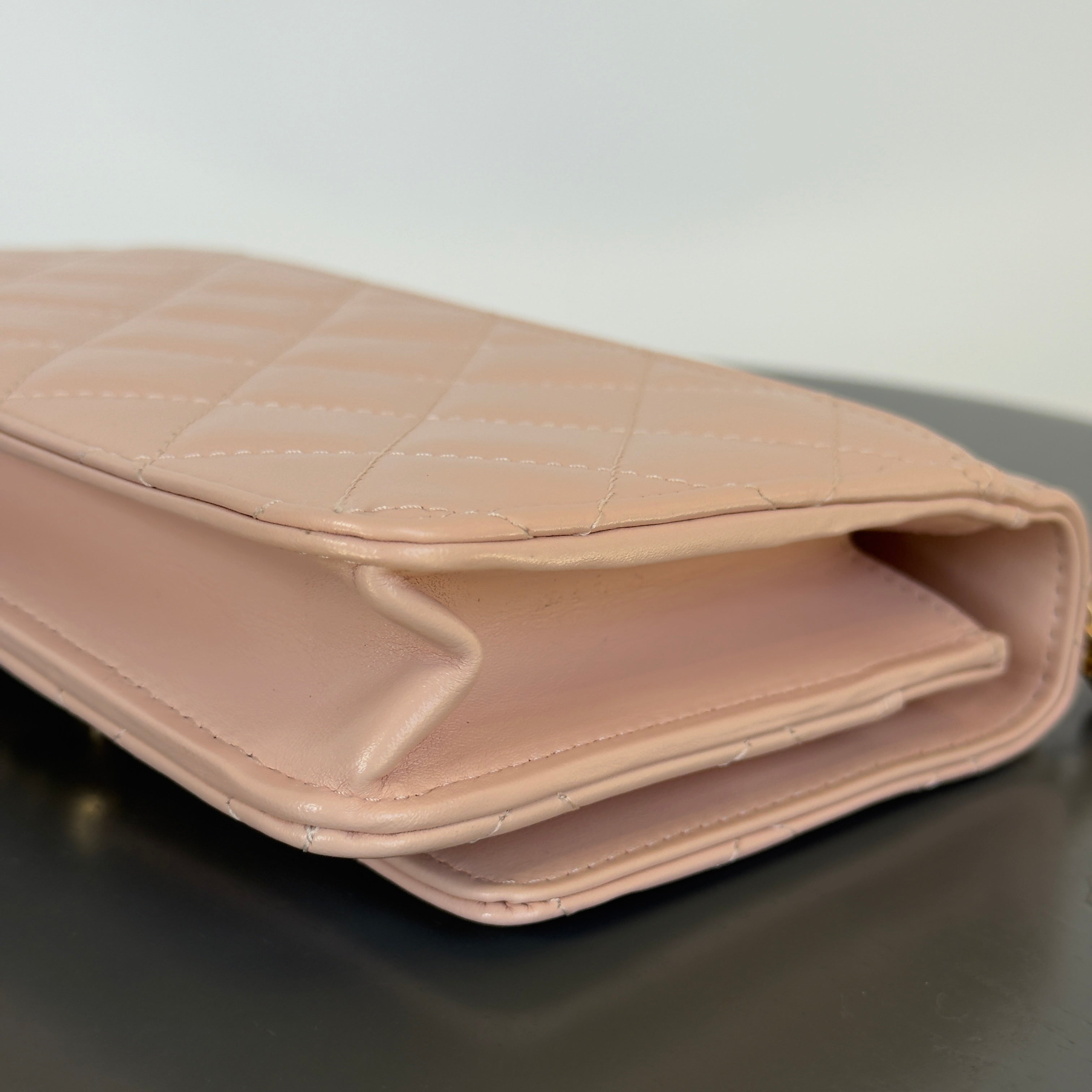 Chanel Calfskin Quilted Perfect Fit Wallet on Chain WOC Light Pink - Queen May