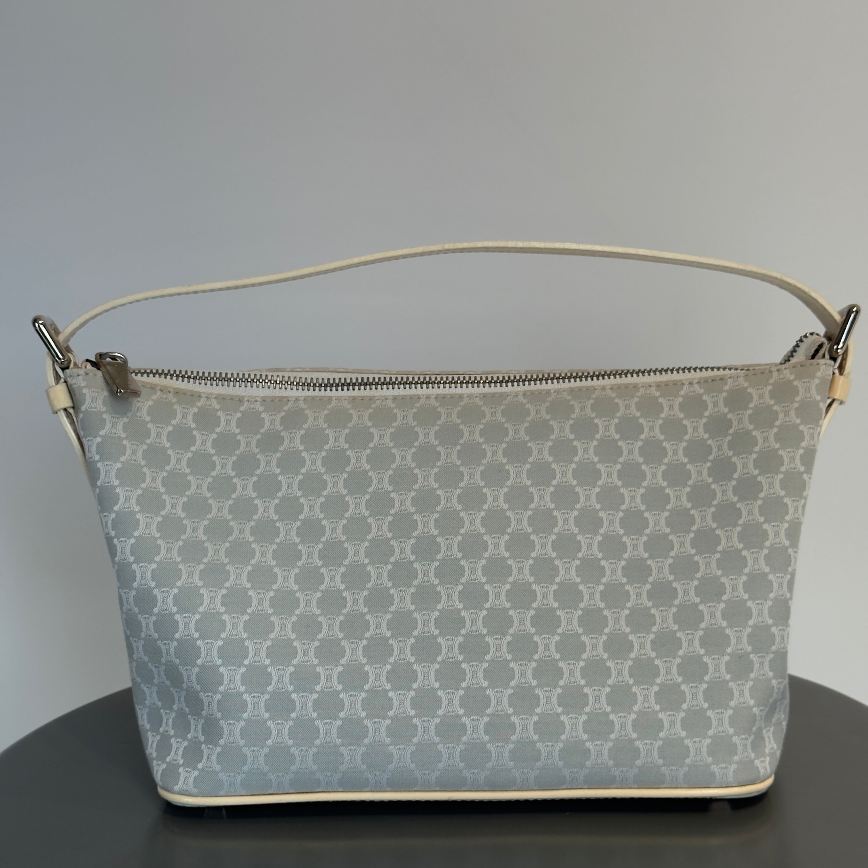 Vintage Celine Canvas Blue Triomphe Pochette - Queen May
