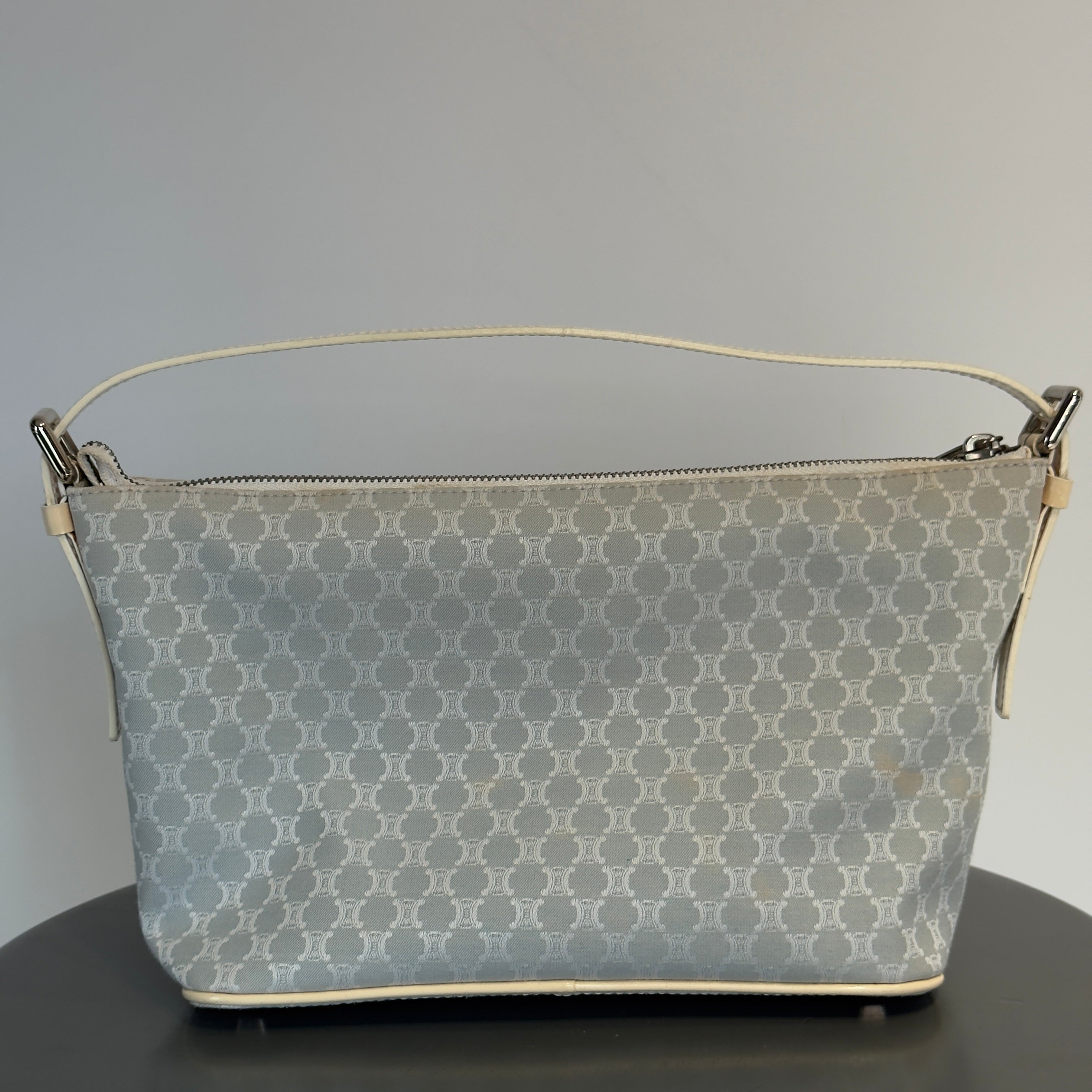 Vintage Celine Canvas Blue Triomphe Pochette - Queen May