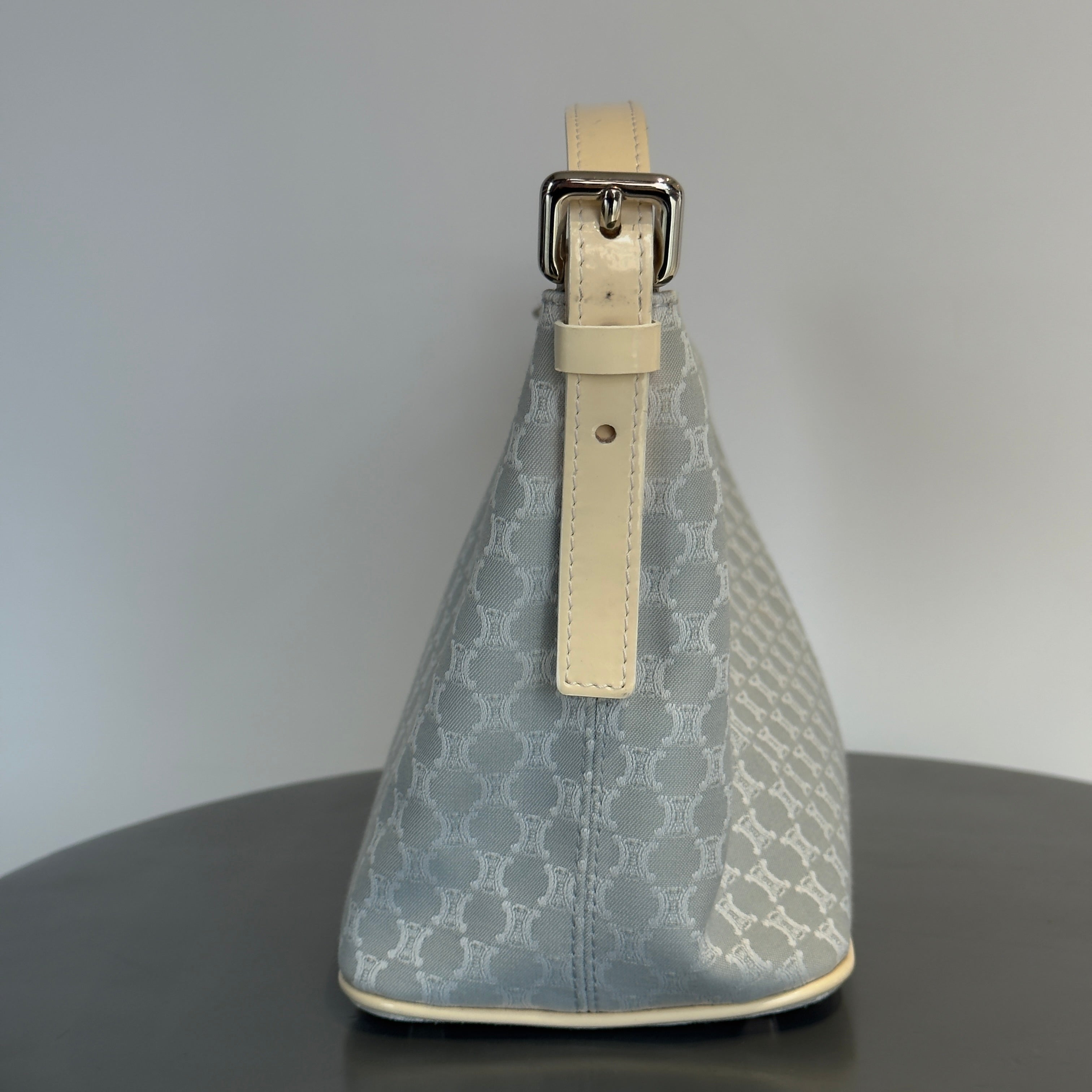 Vintage Celine Canvas Blue Triomphe Pochette - Queen May
