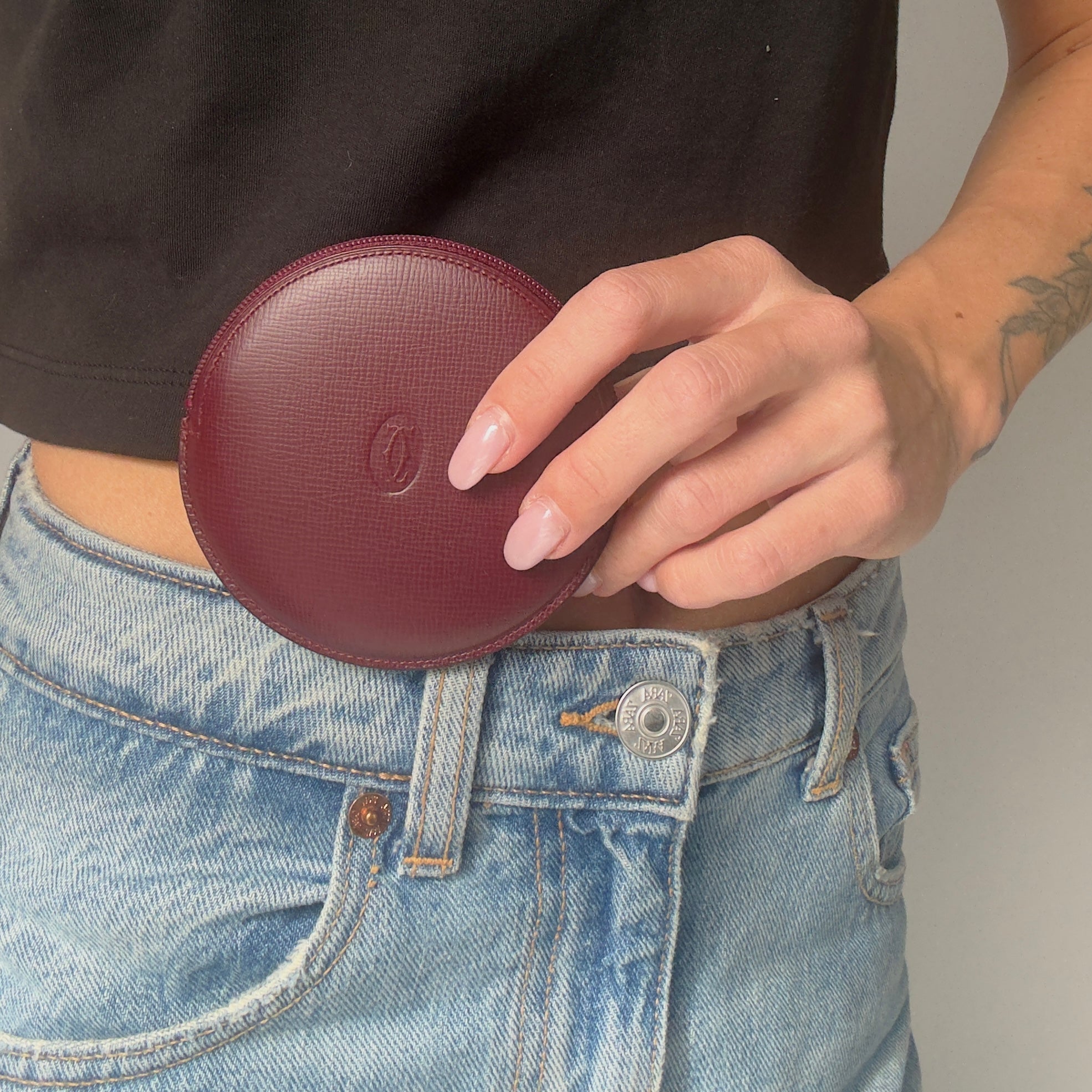 Cartier Burgundy Leather Coin Purse - Queen May