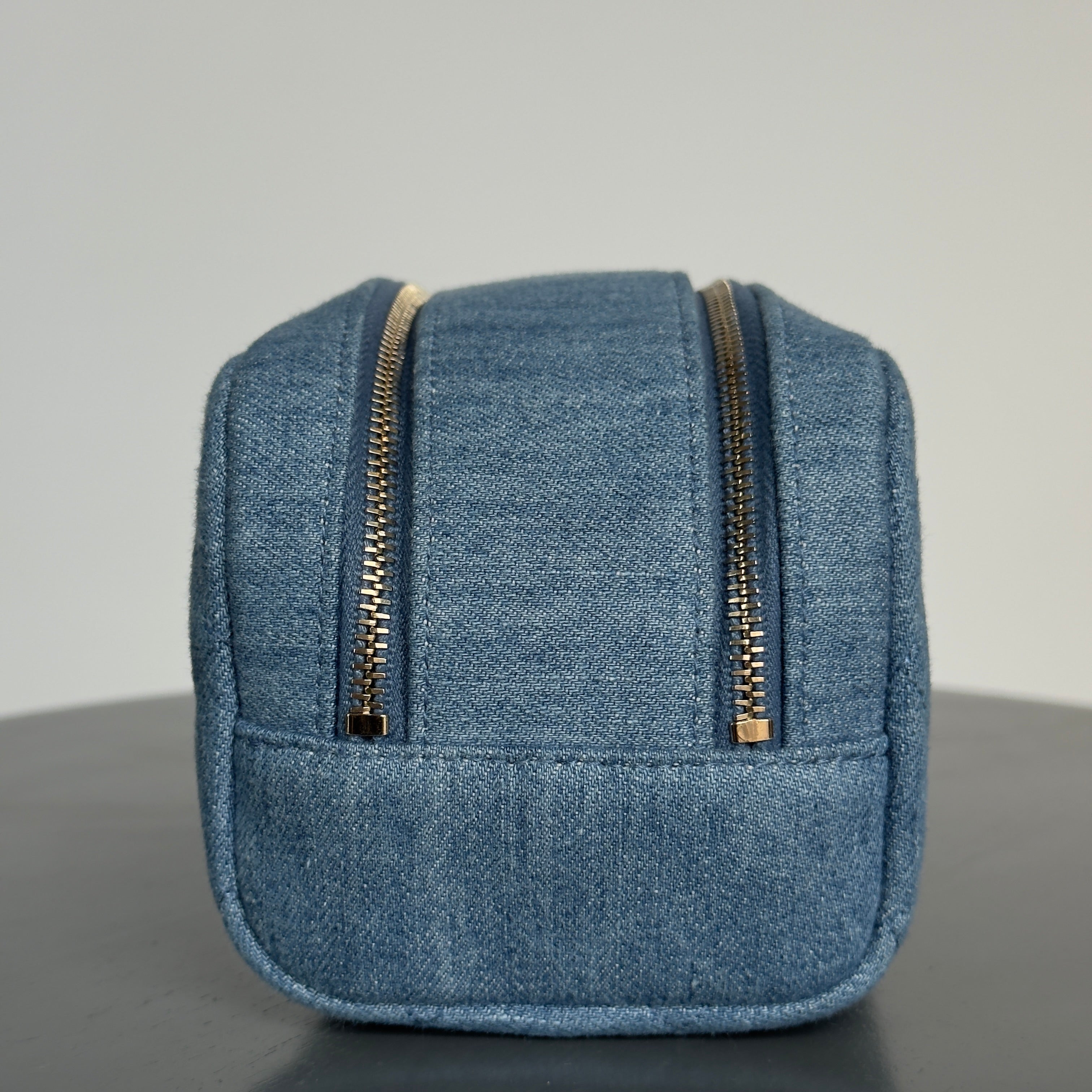 Chanel 24C Blue Denim Quilted Cosmetic Pouch on Chain - Queen May
