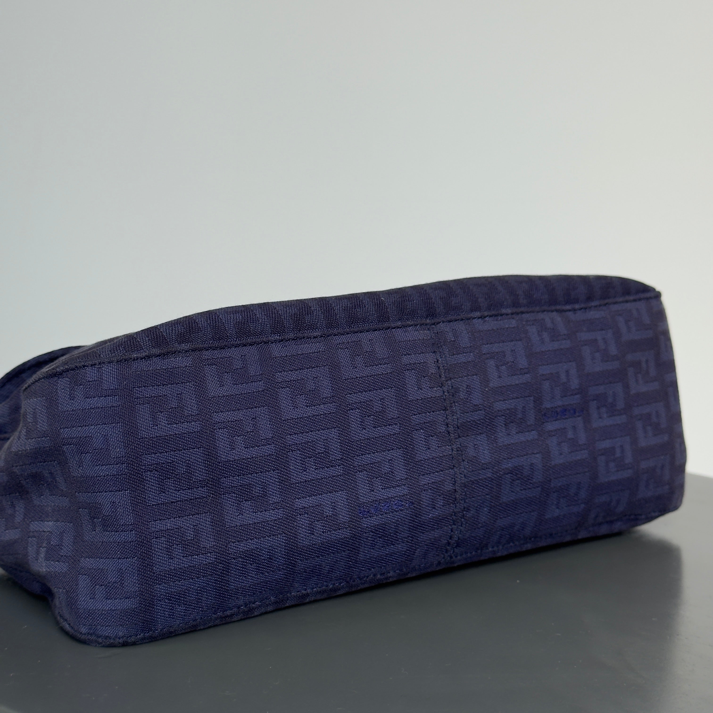 Fendi Zucca Double Flap Baguette Navy - Queen May