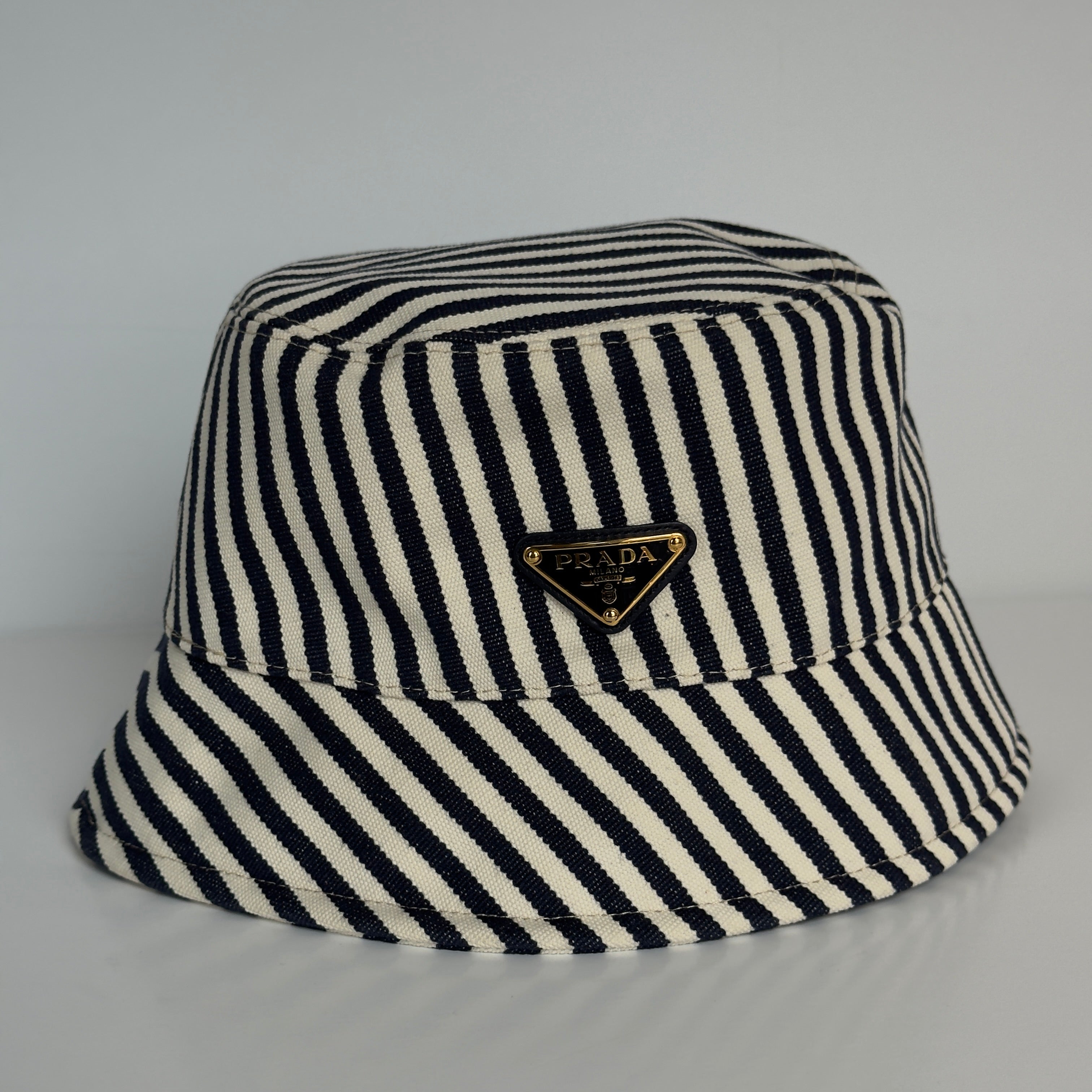 Prada Canvas Striped Bucket Hat - Queen May