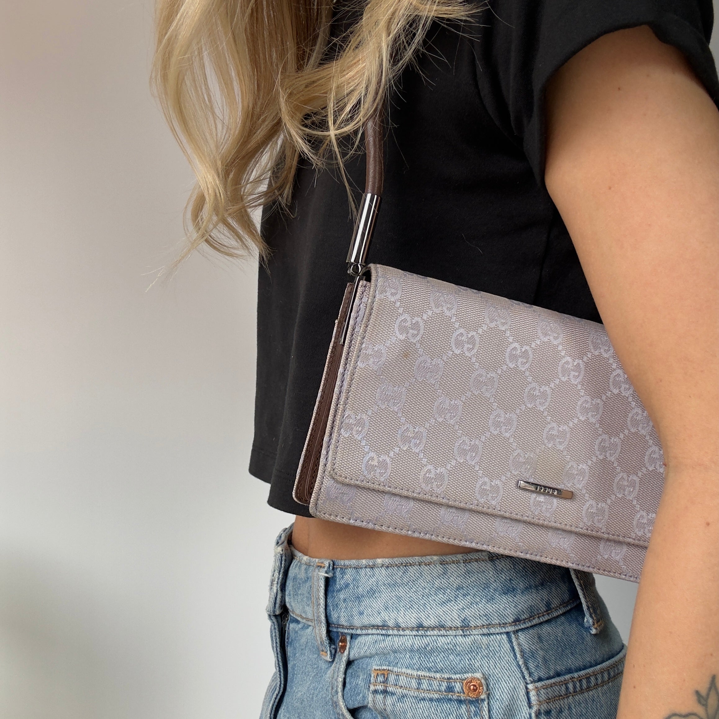 Gucci Lilac Canvas Flap Pochette - Queen May